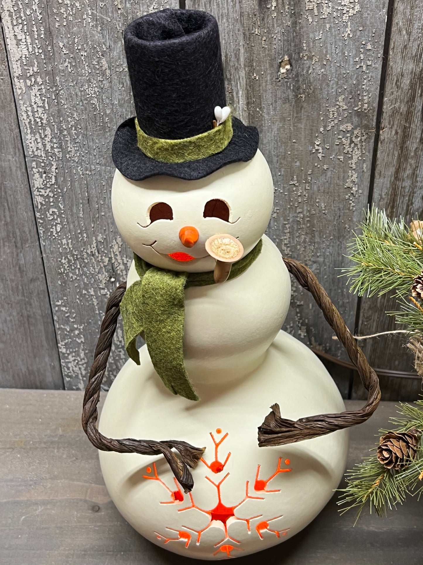 Snowman with Arms, Luminary, MEADOWBROOKE