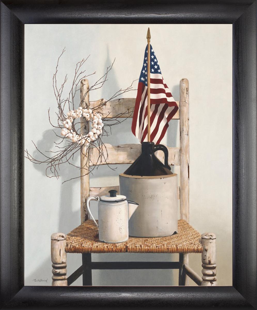 Framed Art, 16x20, CHAIR W/ JUG AND FLAG