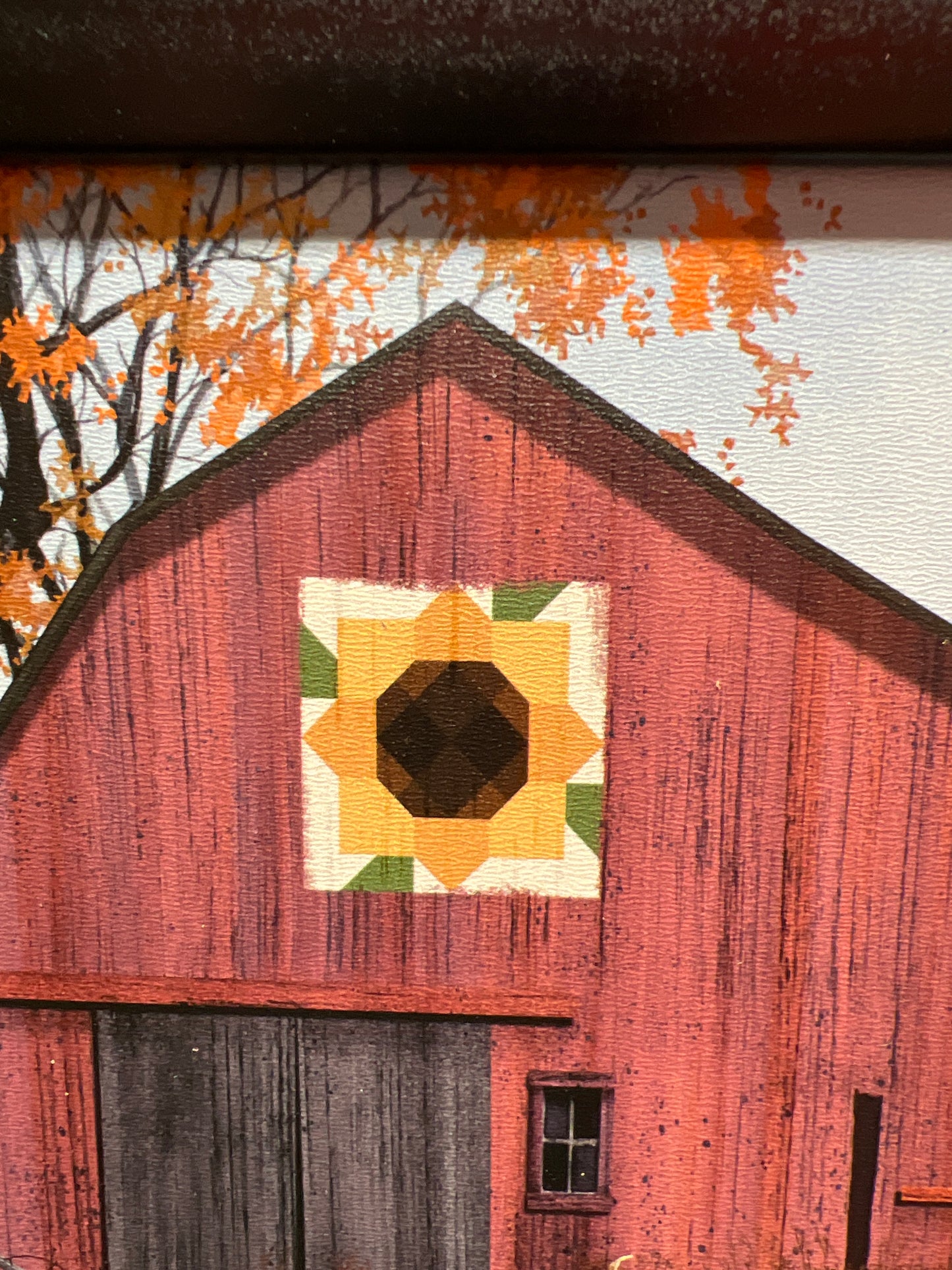 Framed Art, SUNFLOWER QUILT BLOCK BARN