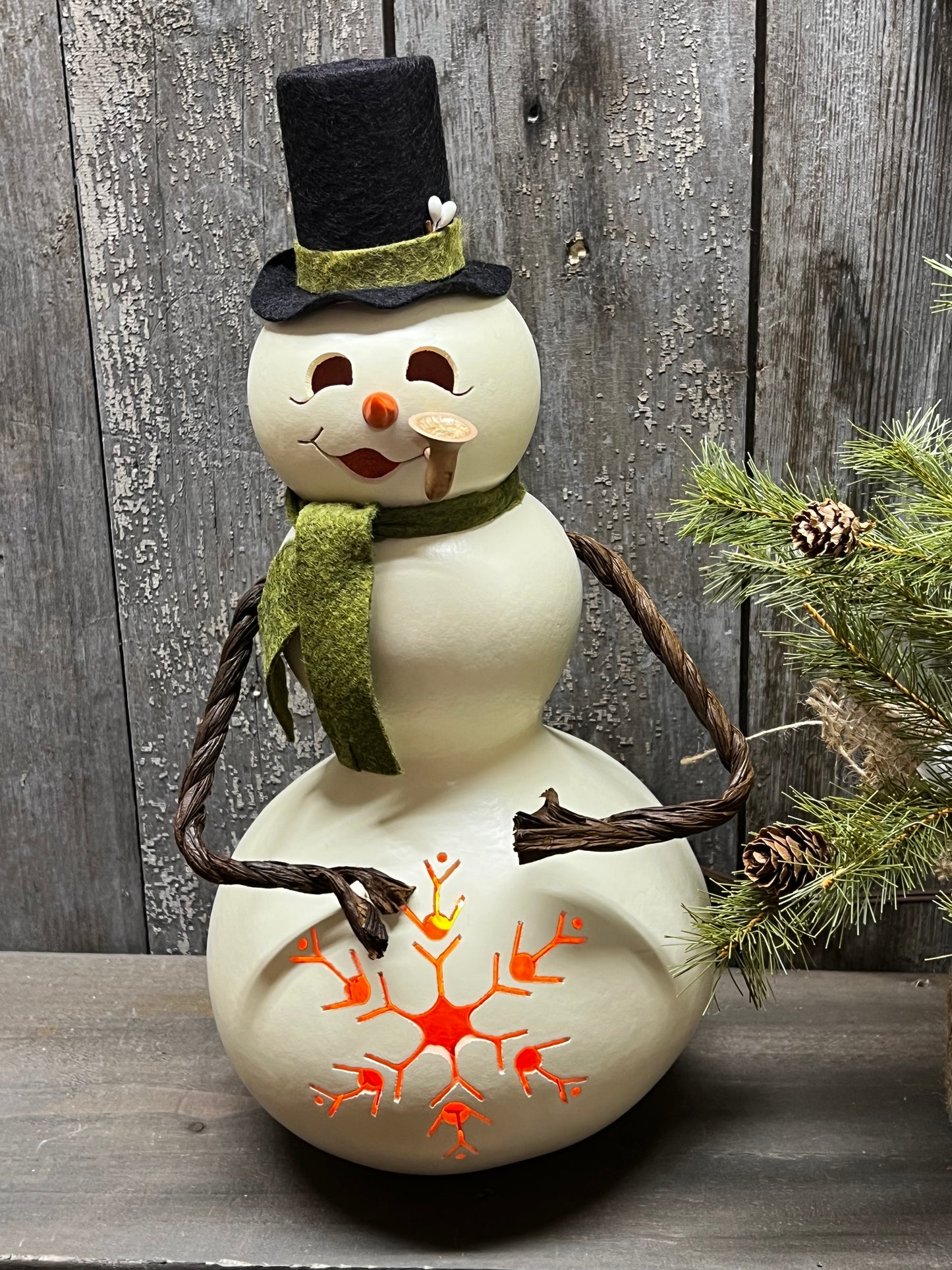Snowman with Arms, Luminary, MEADOWBROOKE
