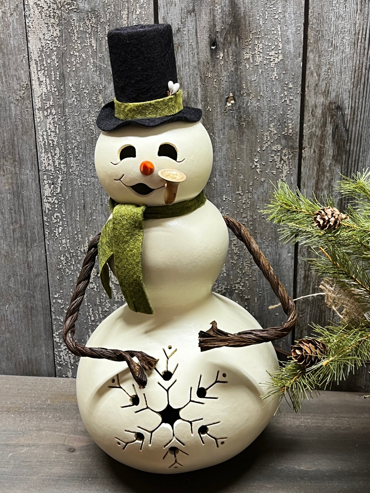 Snowman with Arms, Luminary, MEADOWBROOKE