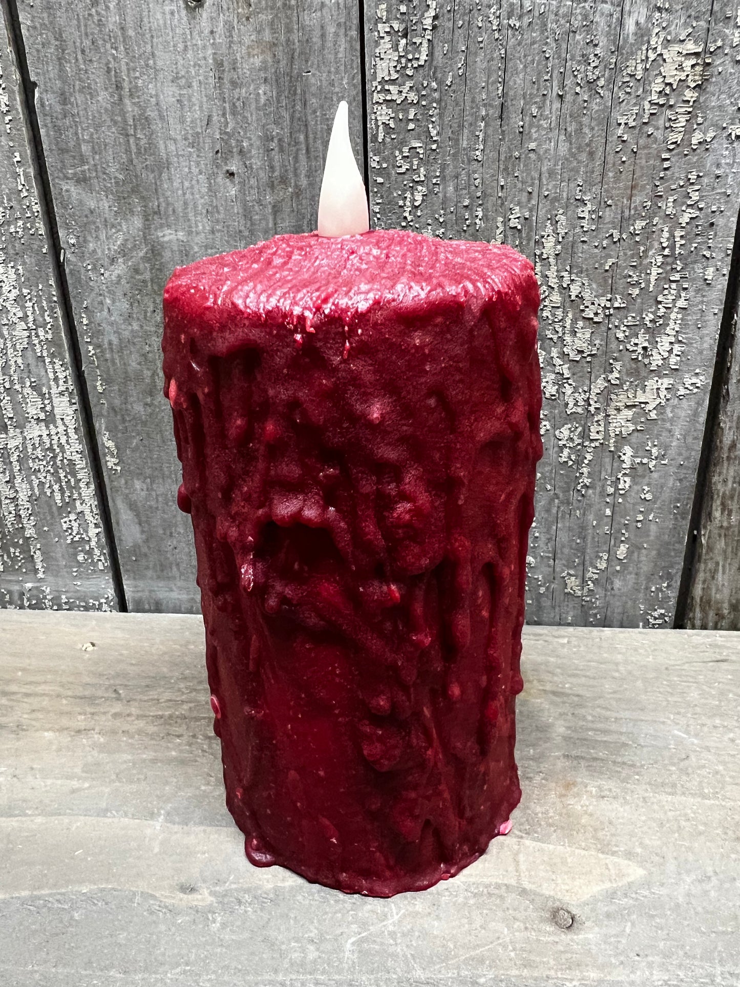 Hand-waxed Candle, RED, 6" TIMER