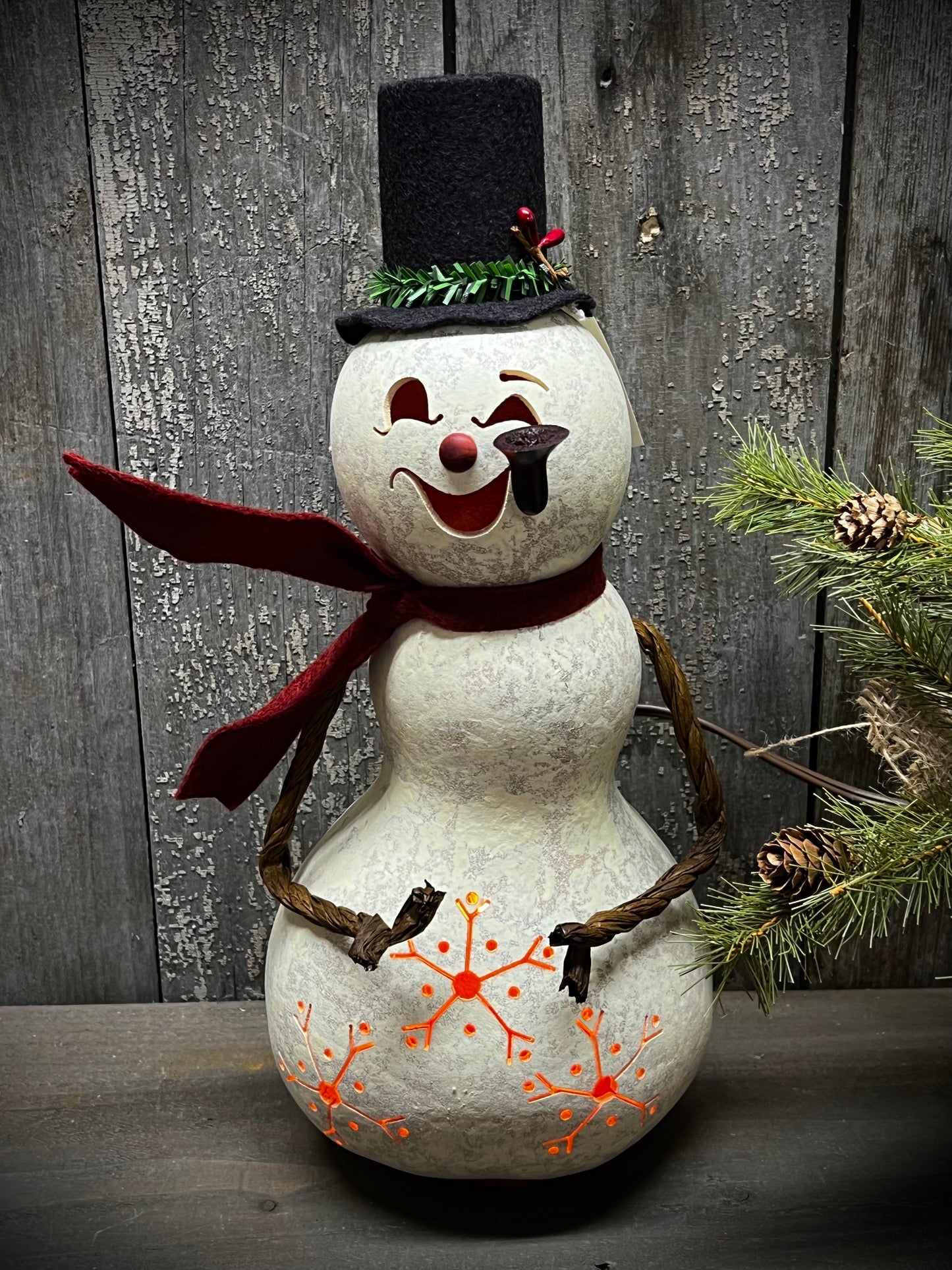 Snowman with Arms, Luminary, MEADOWBROOKE