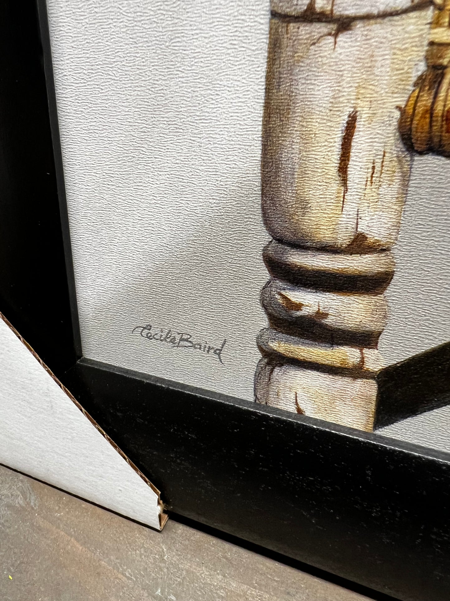 Framed Art, 16x20, CHAIR W/ JUG AND FLAG