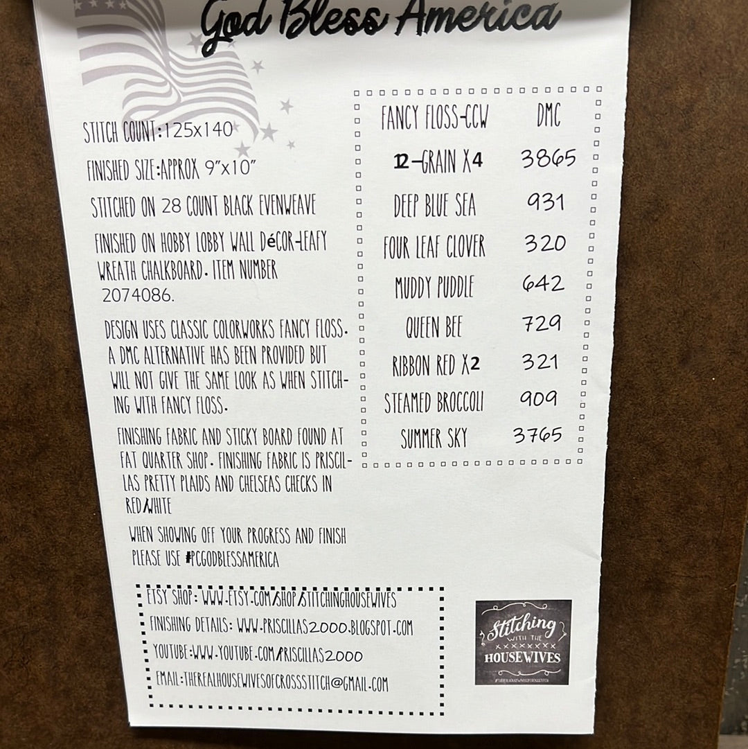 Pattern, CS, GOD BLESS AMERICA