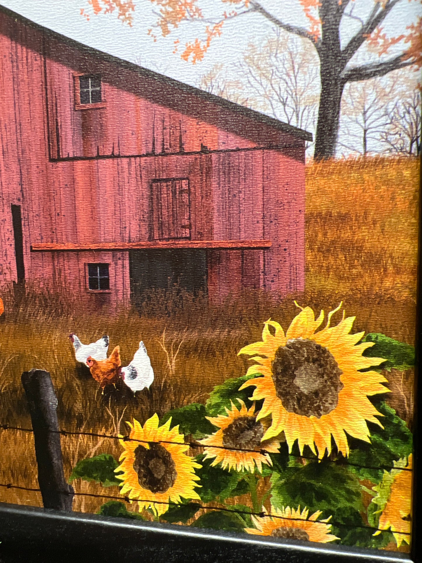 Framed Art, SUNFLOWER QUILT BLOCK BARN