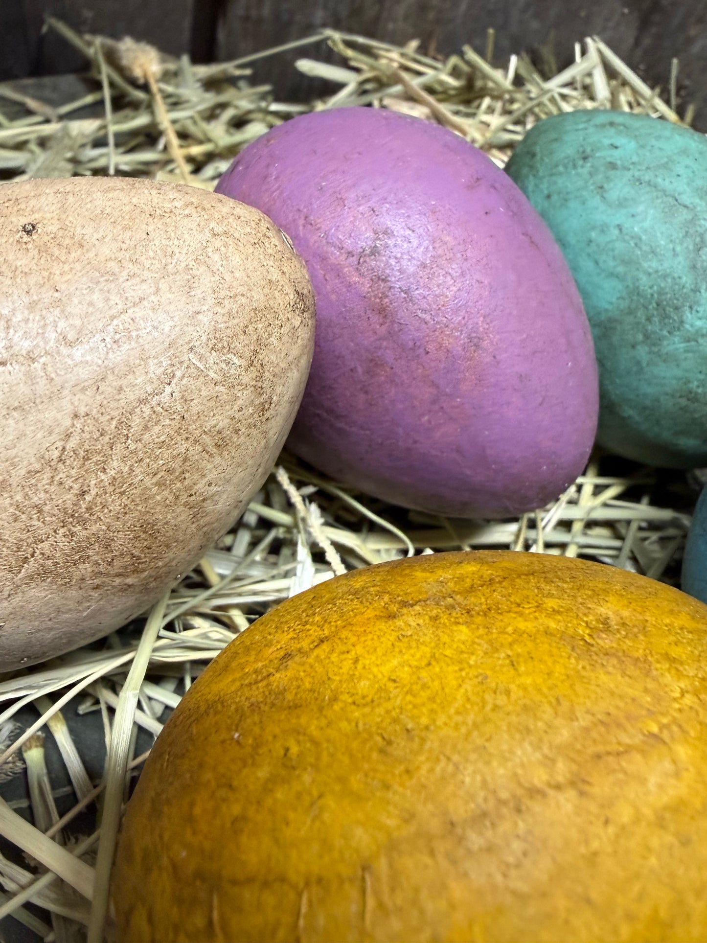 Paper Mache Eggs, Set/6, PRIMITIVE SPRING