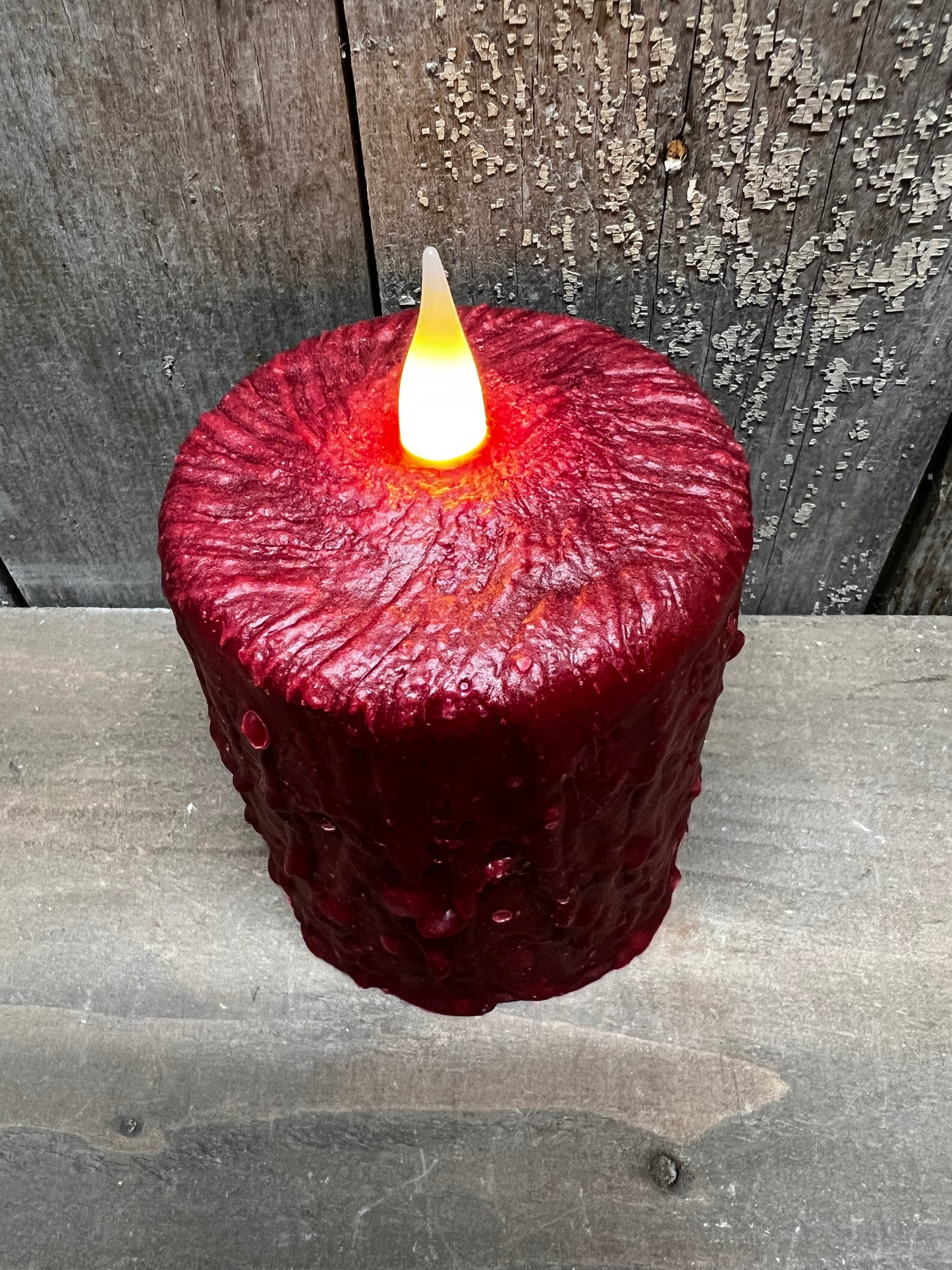 Hand-waxed Candle, RED, 4" TIMER