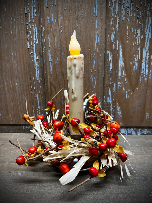 Candle Ring, 2.5", LAST STRAW PUMPKIN/BERRY