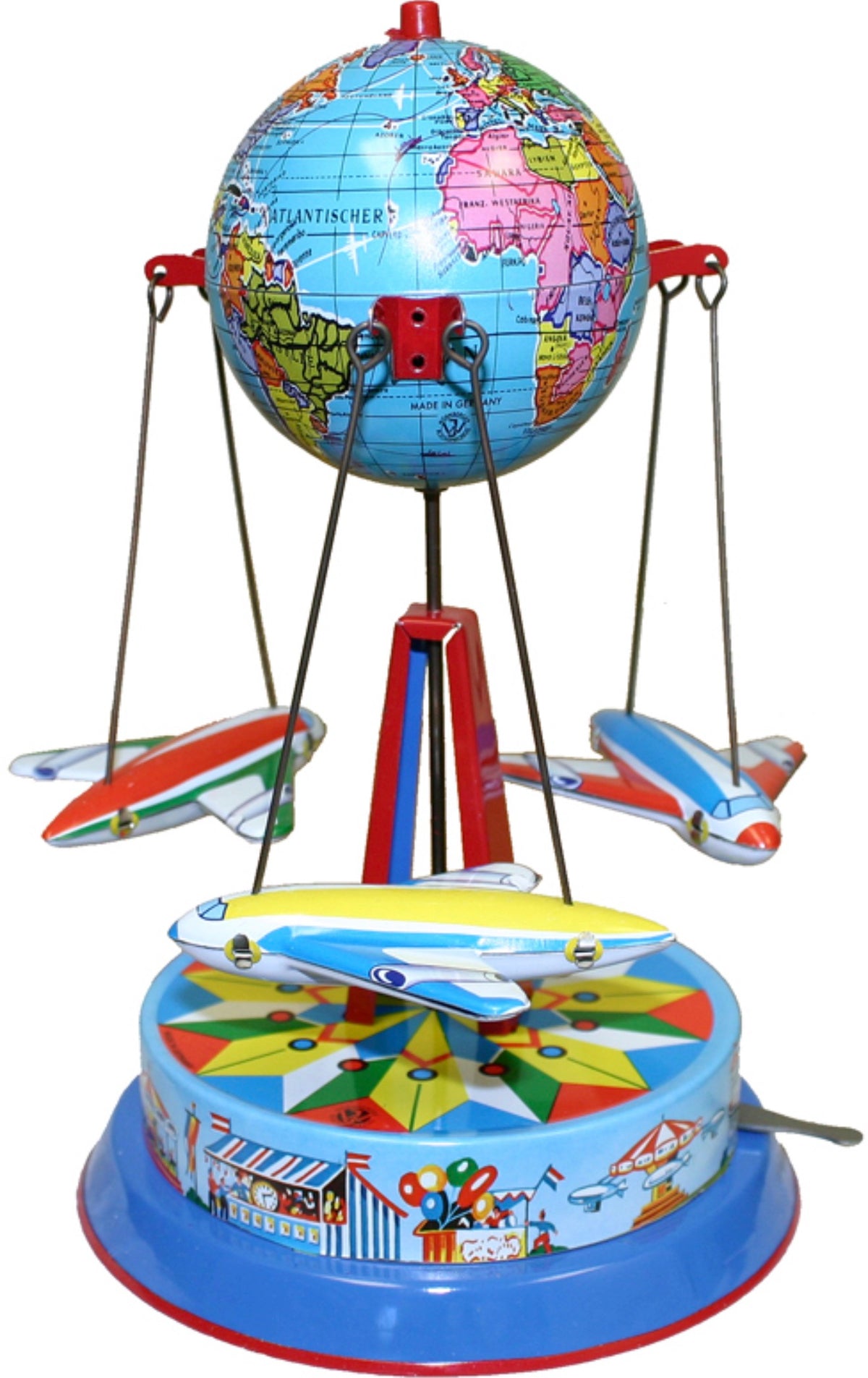 TIN WINDUP TOY, 8”, Globeplane Carousel