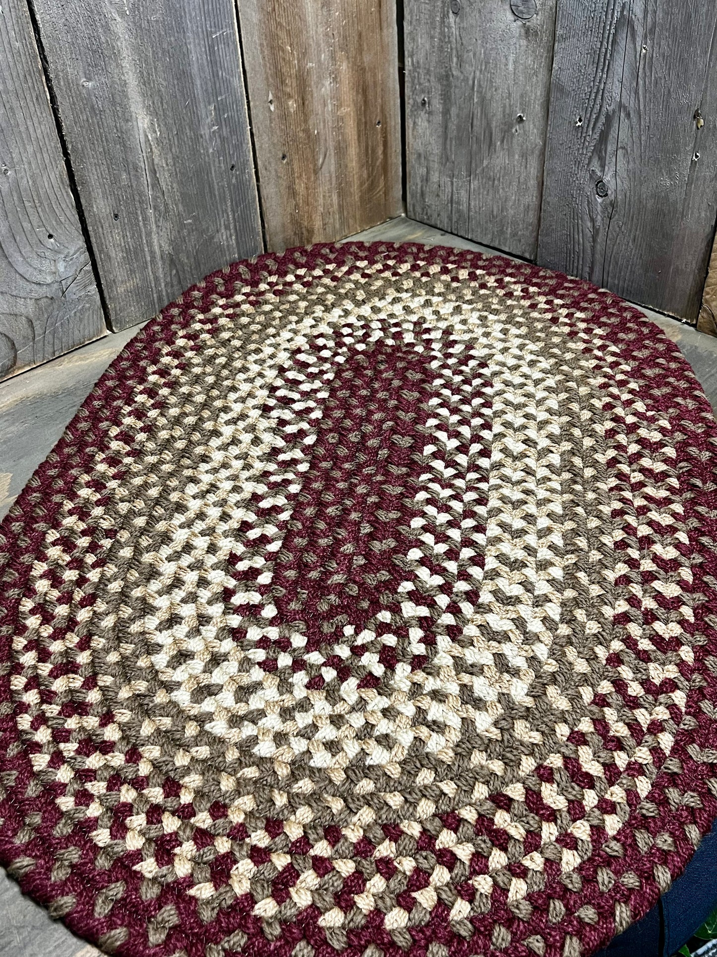 Rug, 20"x 30", Basket Weave, BURGUNDY/BROWN/CAMEL/BEIGE