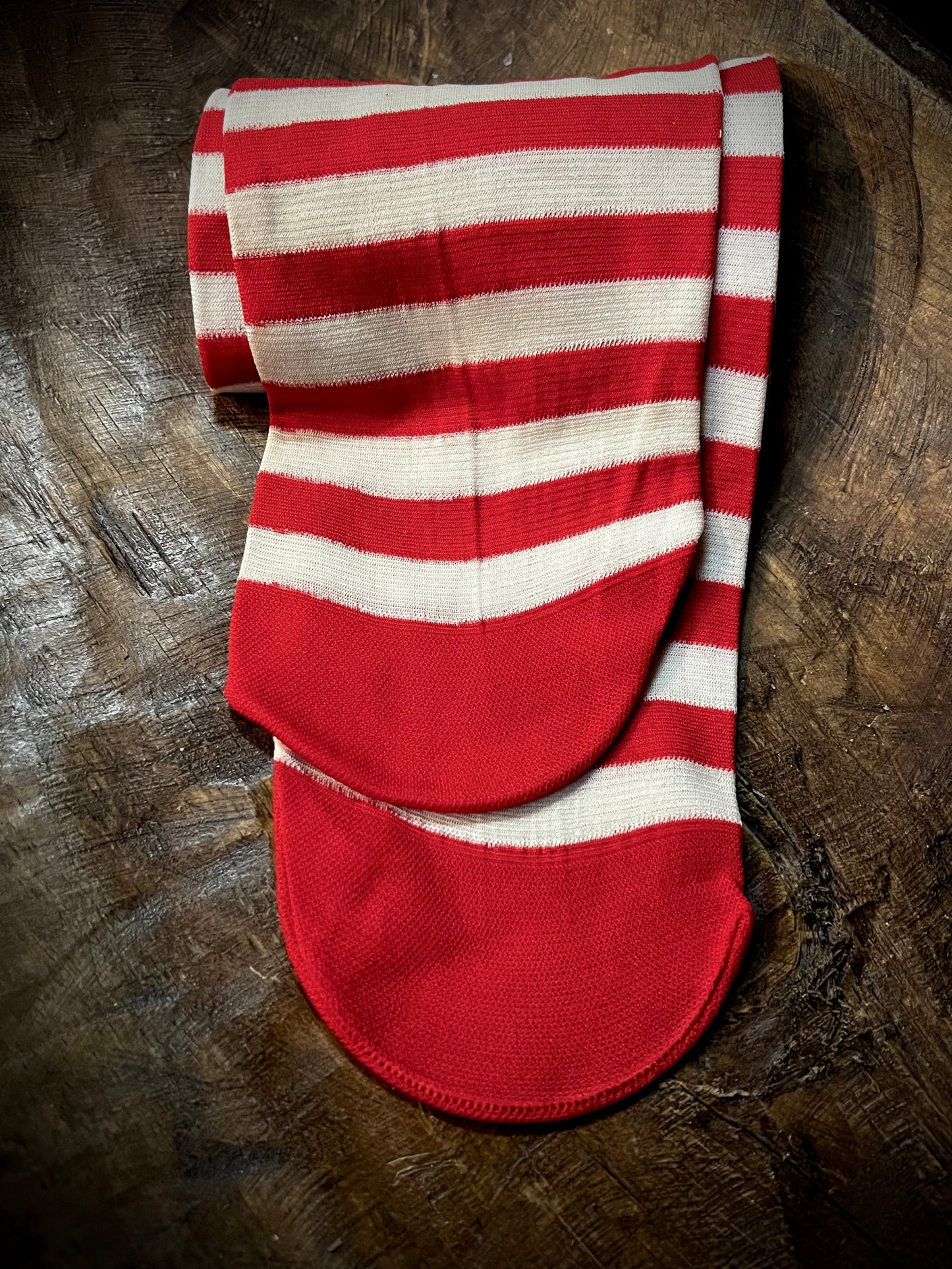 Stockings, Pair, 28", RED & CREAMY WHITE