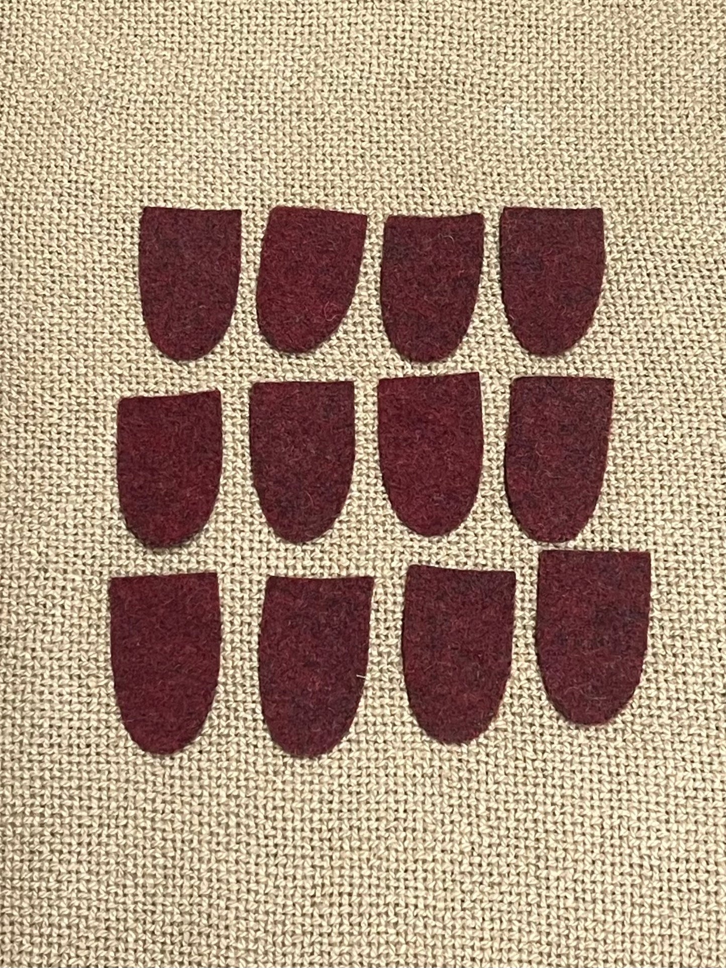 WOOL TABS, Small, 1.5” x 1”, Assorted Colors