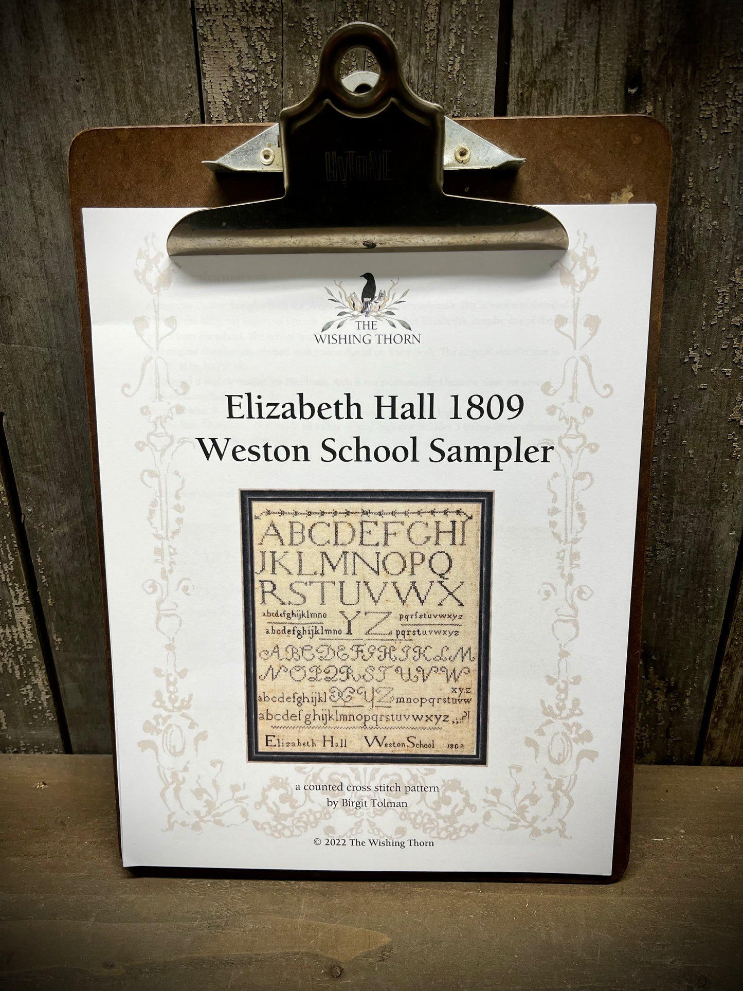 Pattern, ELIZABETH HALL 1809 SAMPLER
