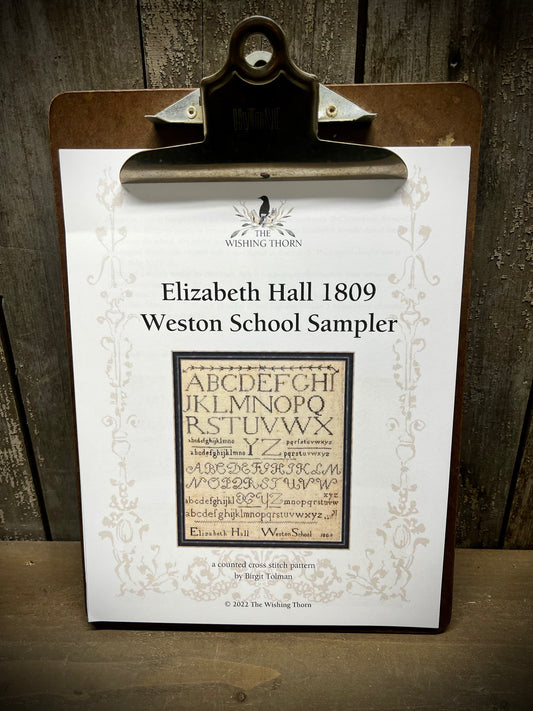 Pattern, ELIZABETH HALL 1809 SAMPLER