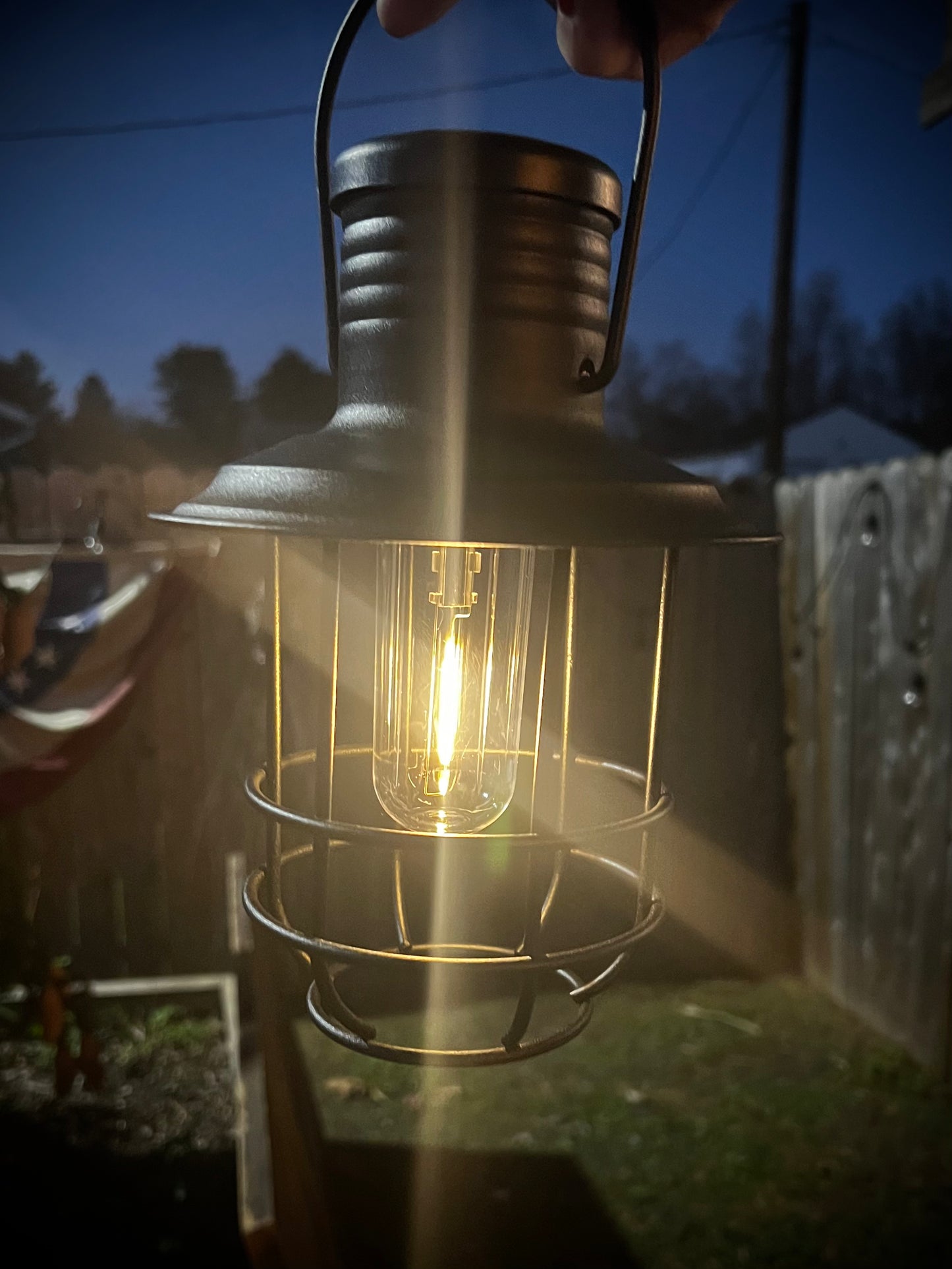 Sitting/Hanging Lantern, Battery Operated, BLACK or RUSTY BRONZE