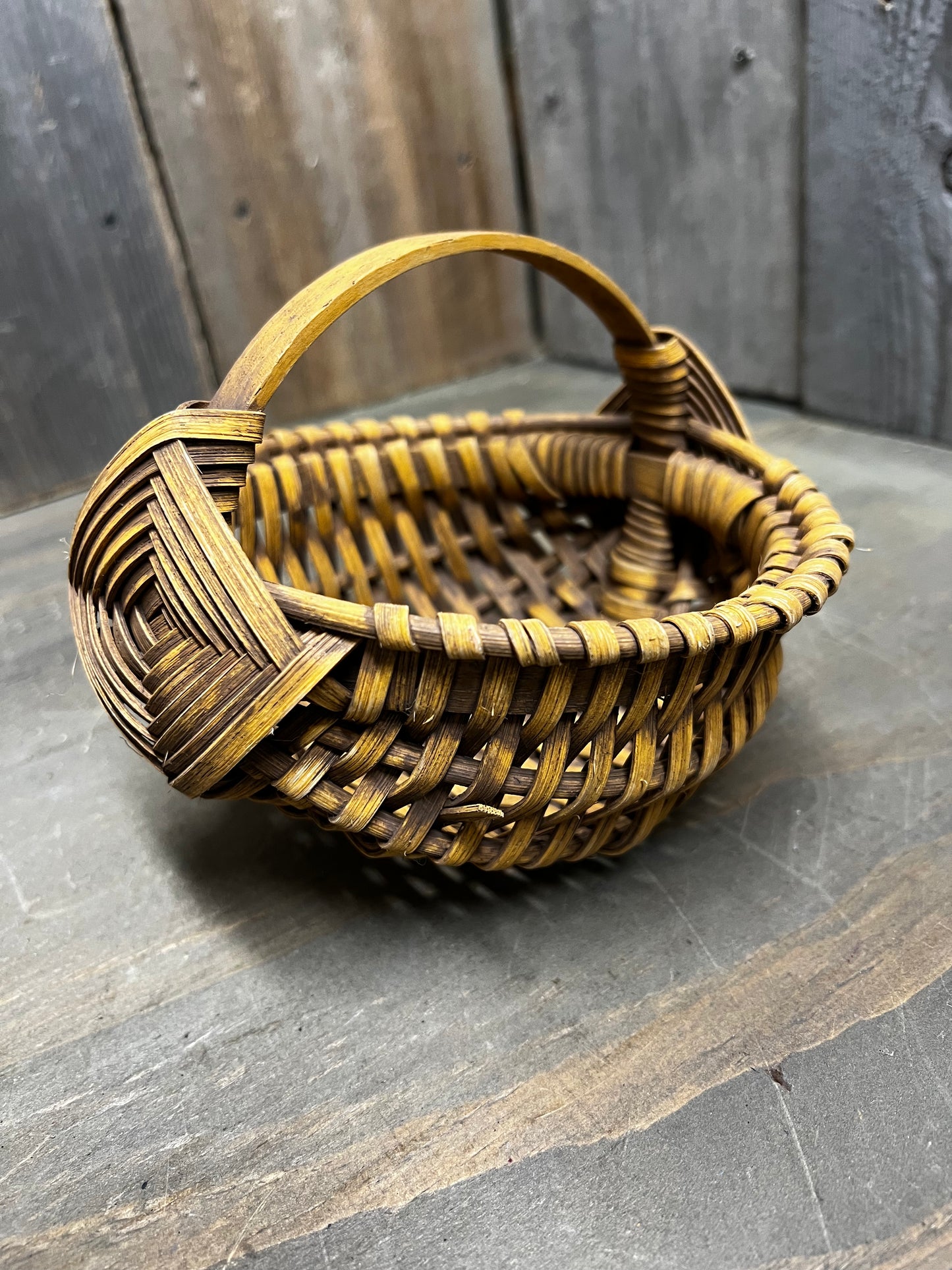 Egg Basket, #5 Round, MUSTARD/BROWN