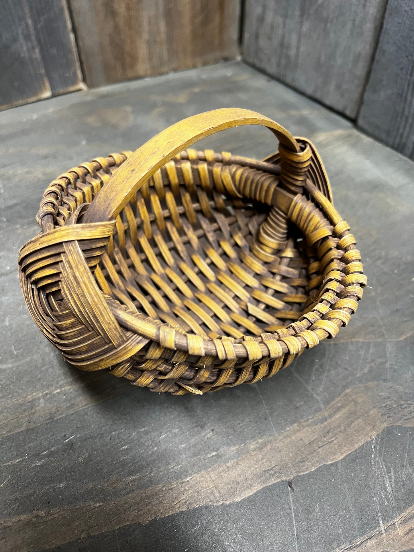 Egg Basket, #5 Round, MUSTARD/BROWN