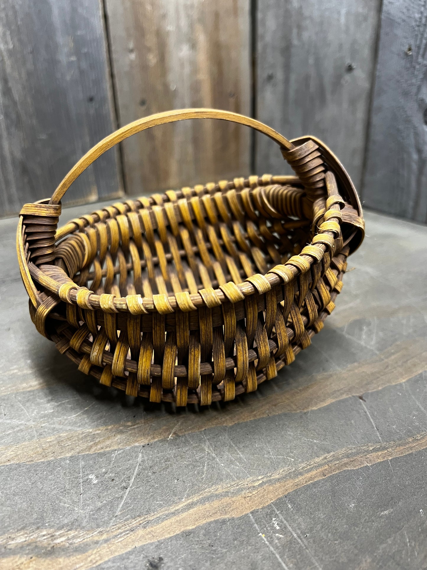 Egg Basket, #5 Round, MUSTARD/BROWN