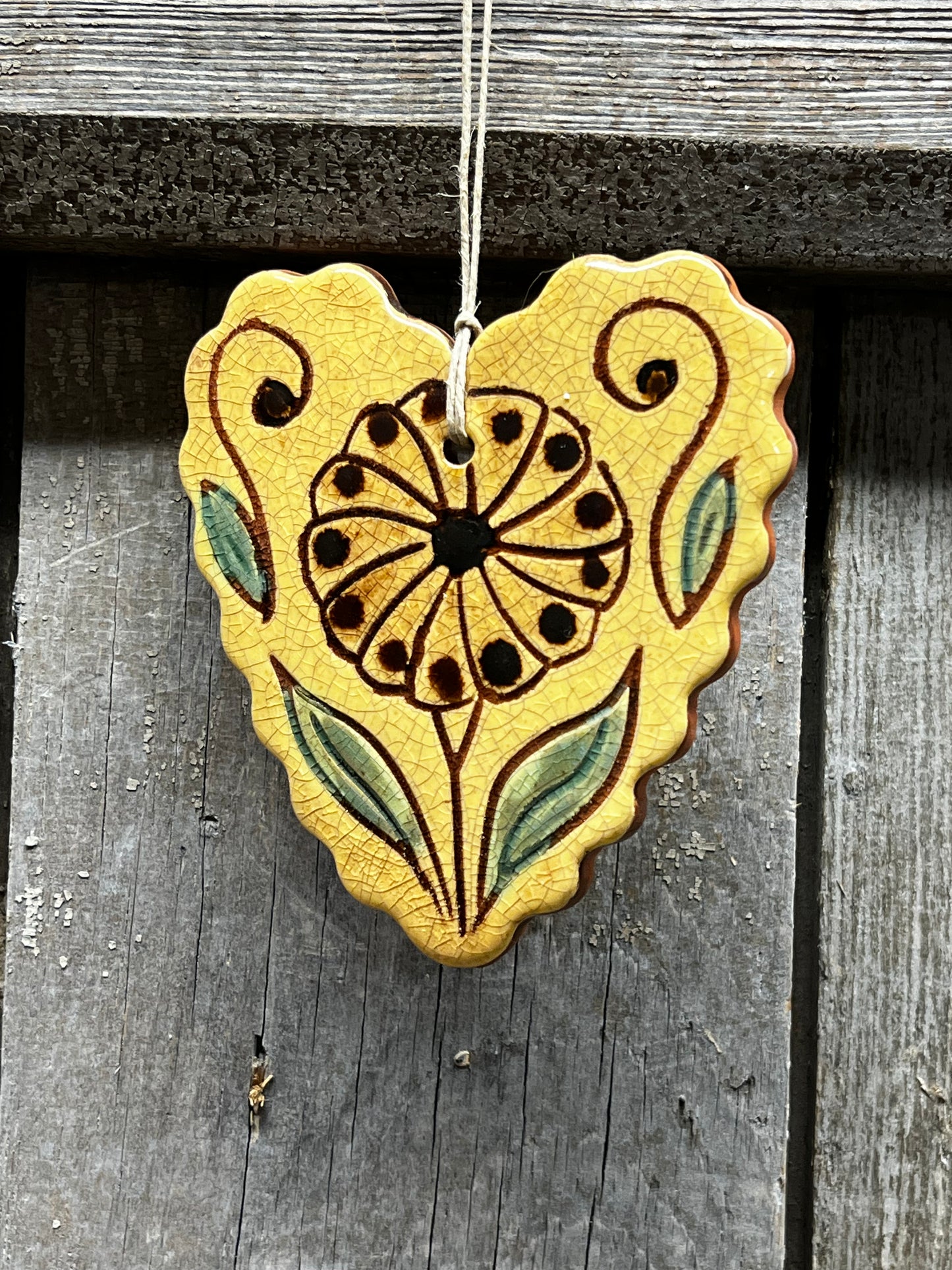 Ornament, Redware, SCALLOPED HEART