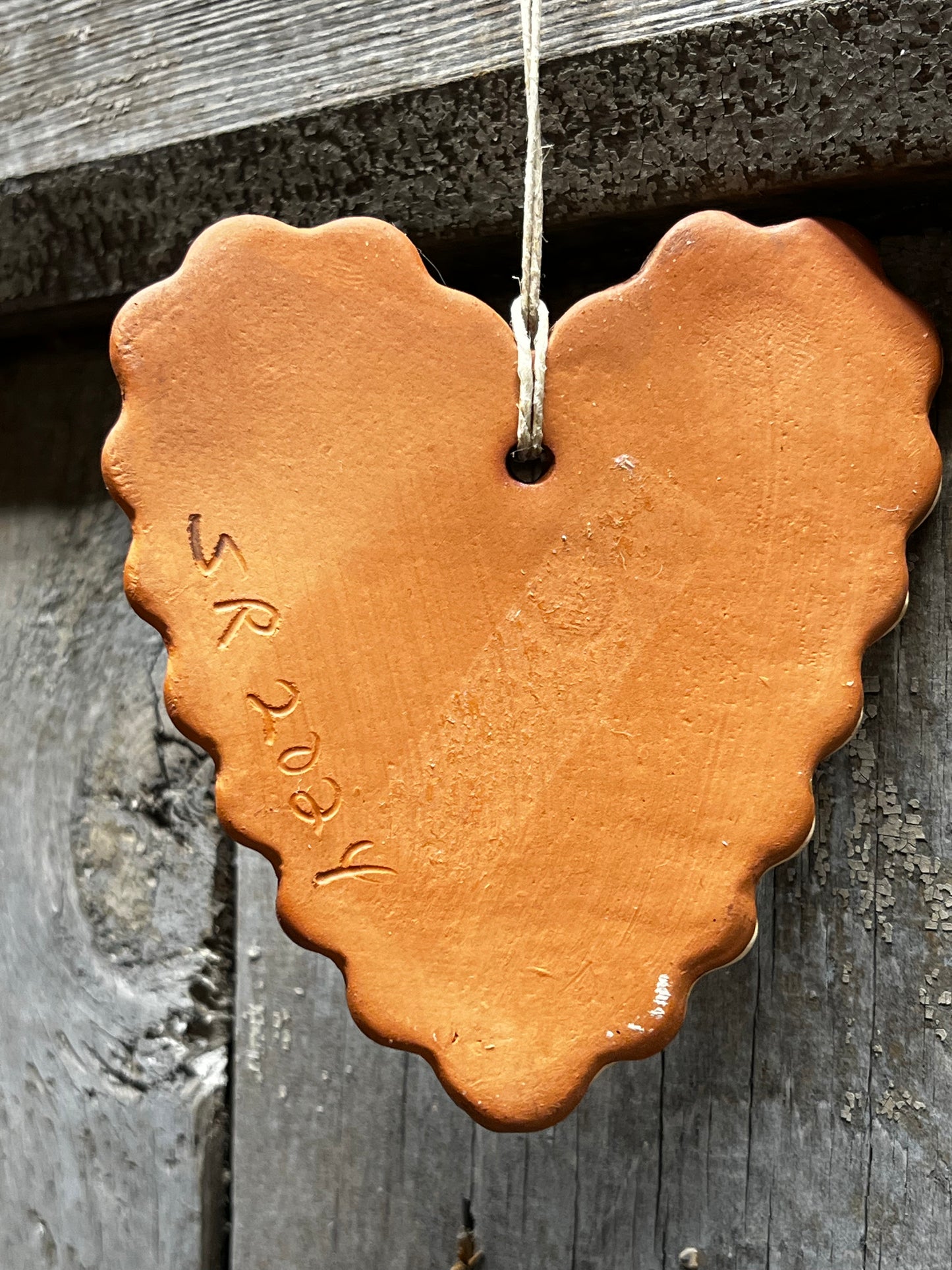 Ornament, Redware, SCALLOPED HEART