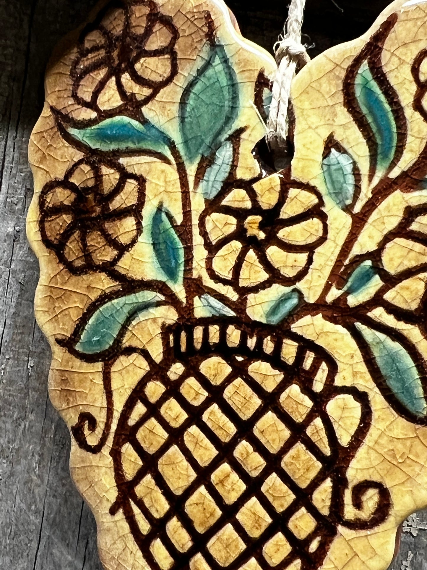 Ornament, Redware, SCALLOPED HEART