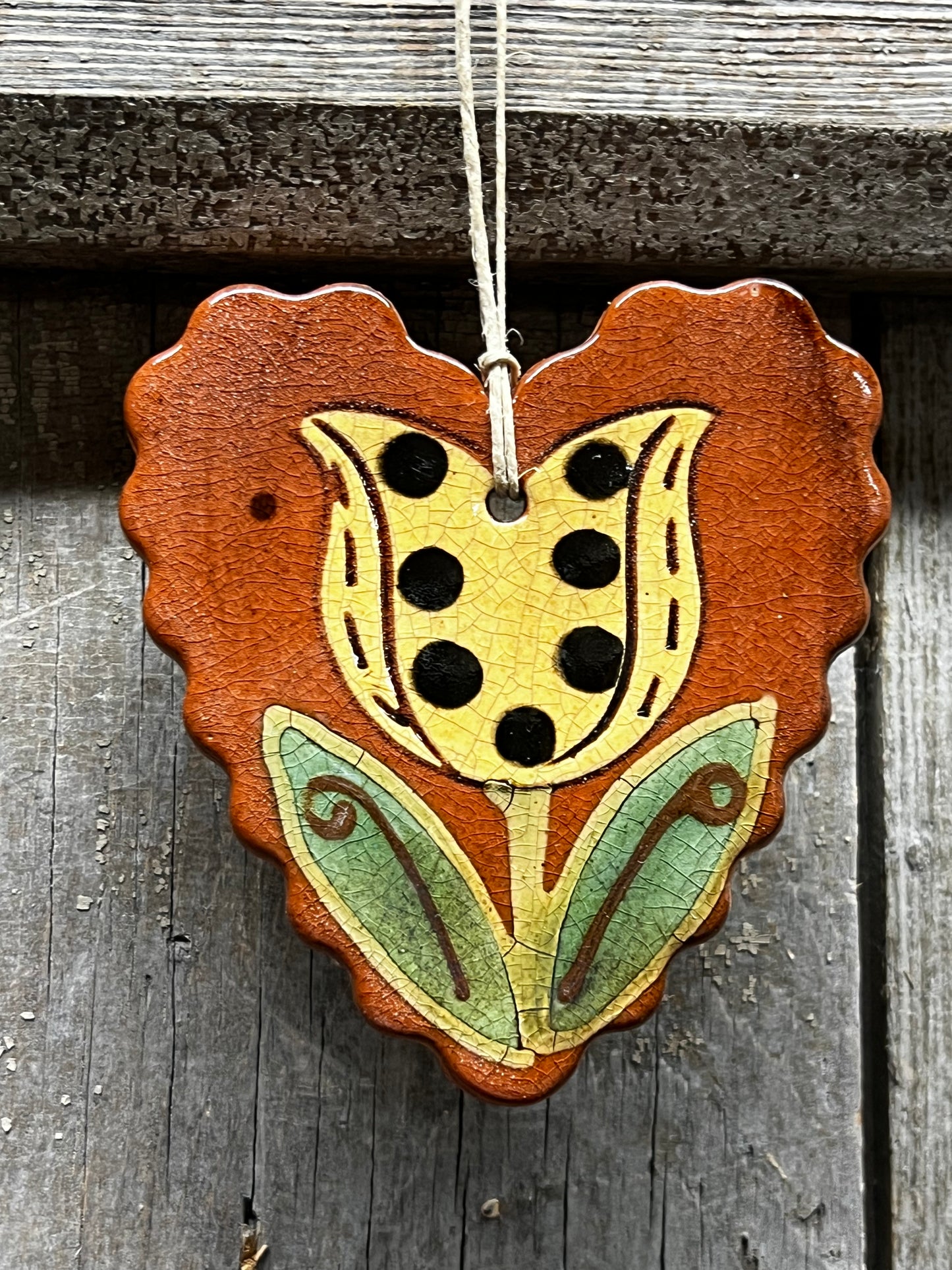 Ornament, Redware, SCALLOPED HEART