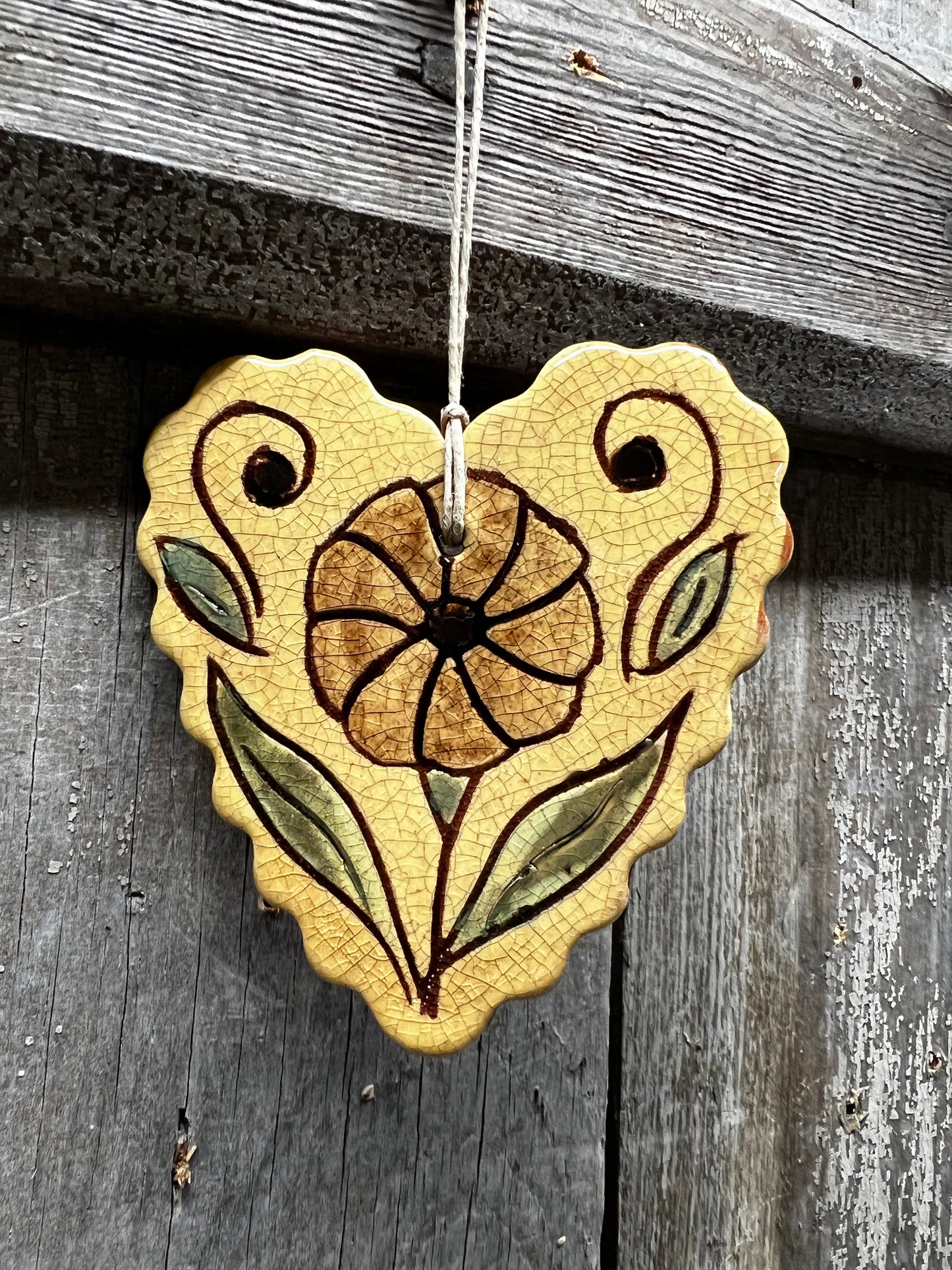 Ornament, Redware, SCALLOPED HEART