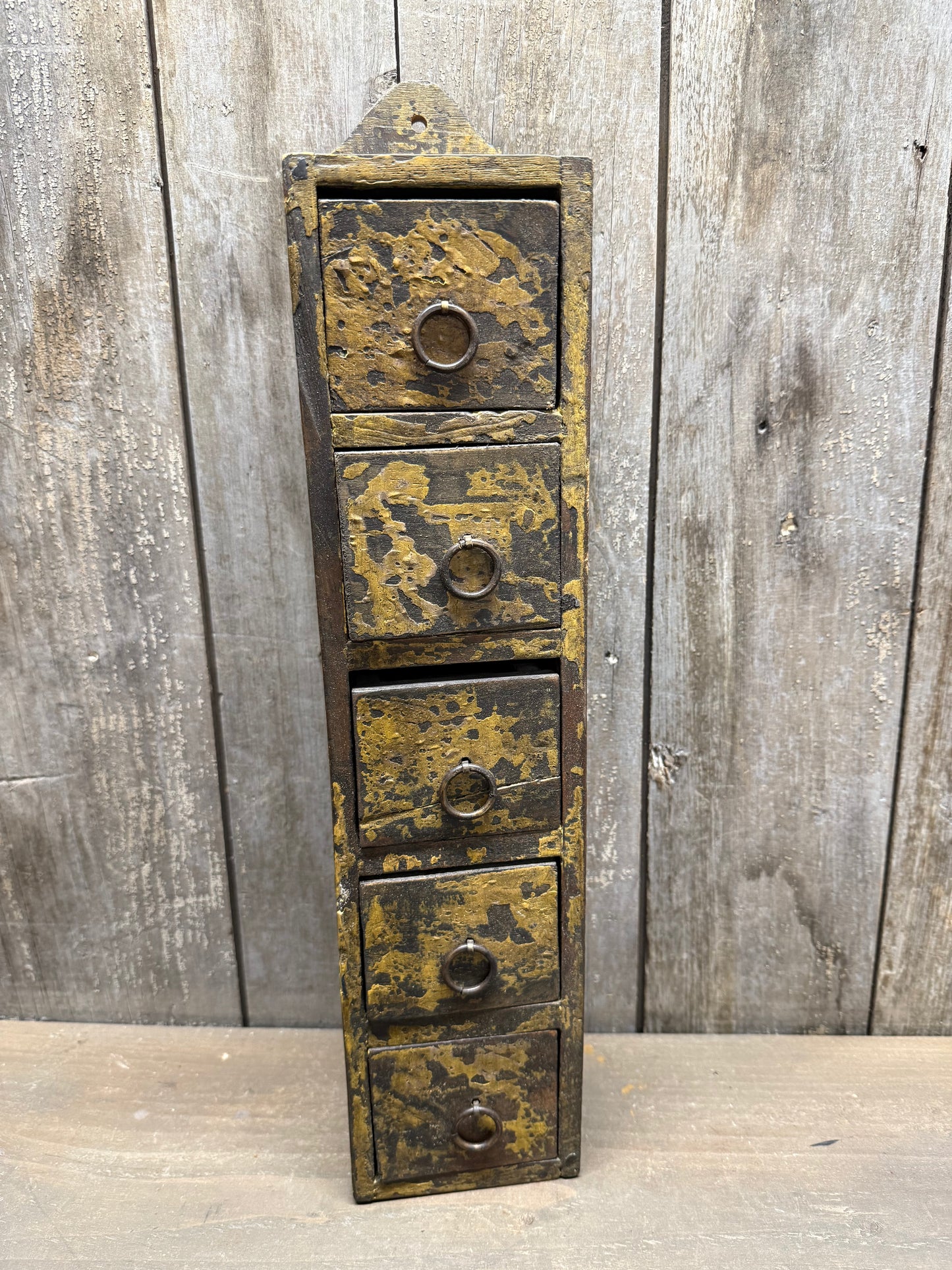 WALL BOX, 5 Drawer, Primitive Mustard Paint