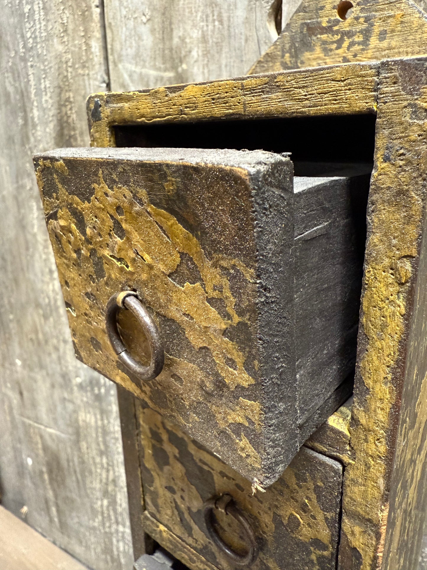 WALL BOX, 5 Drawer, Primitive Mustard Paint