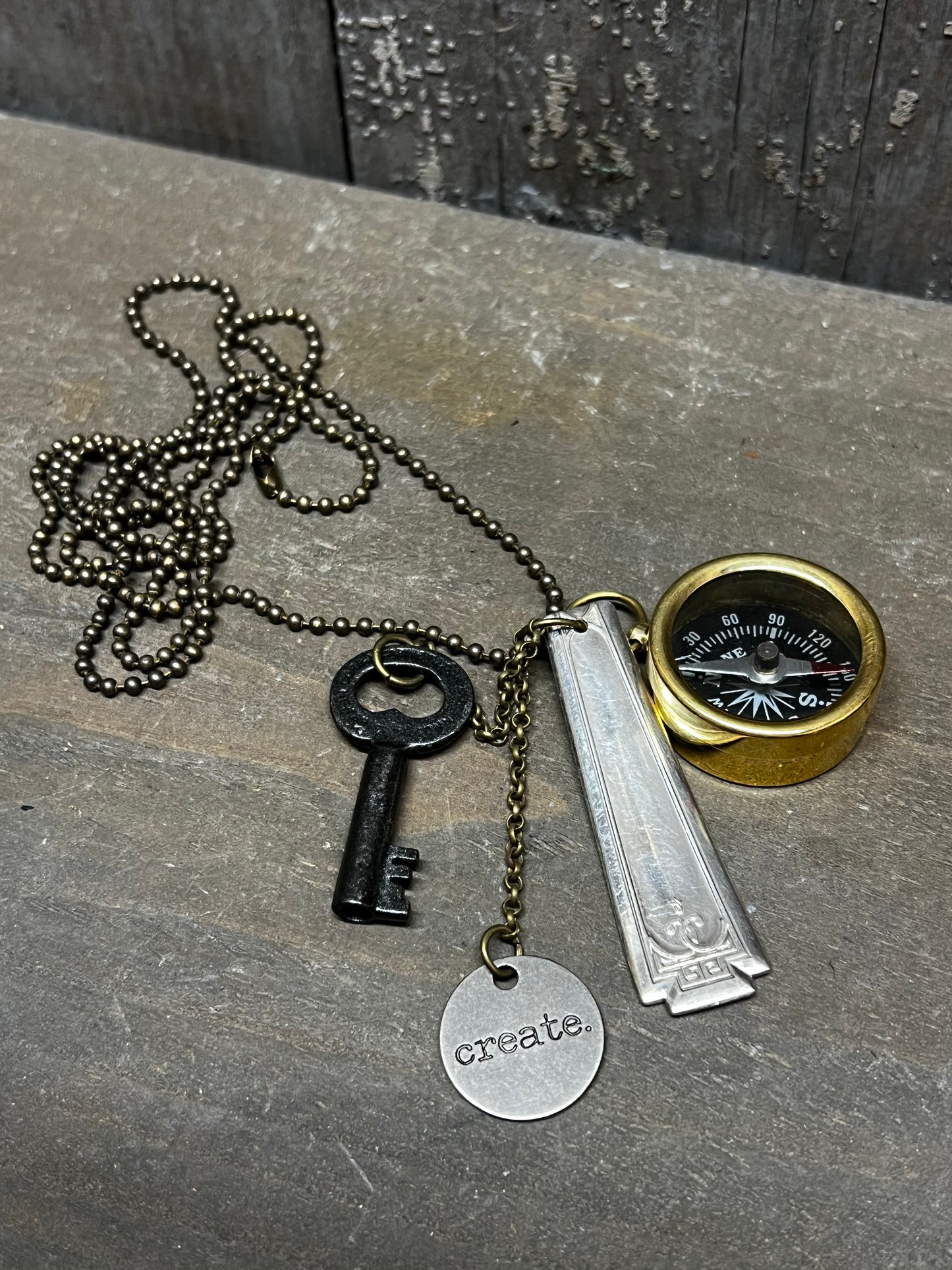 Necklace, Ball Chain, COMPASS
