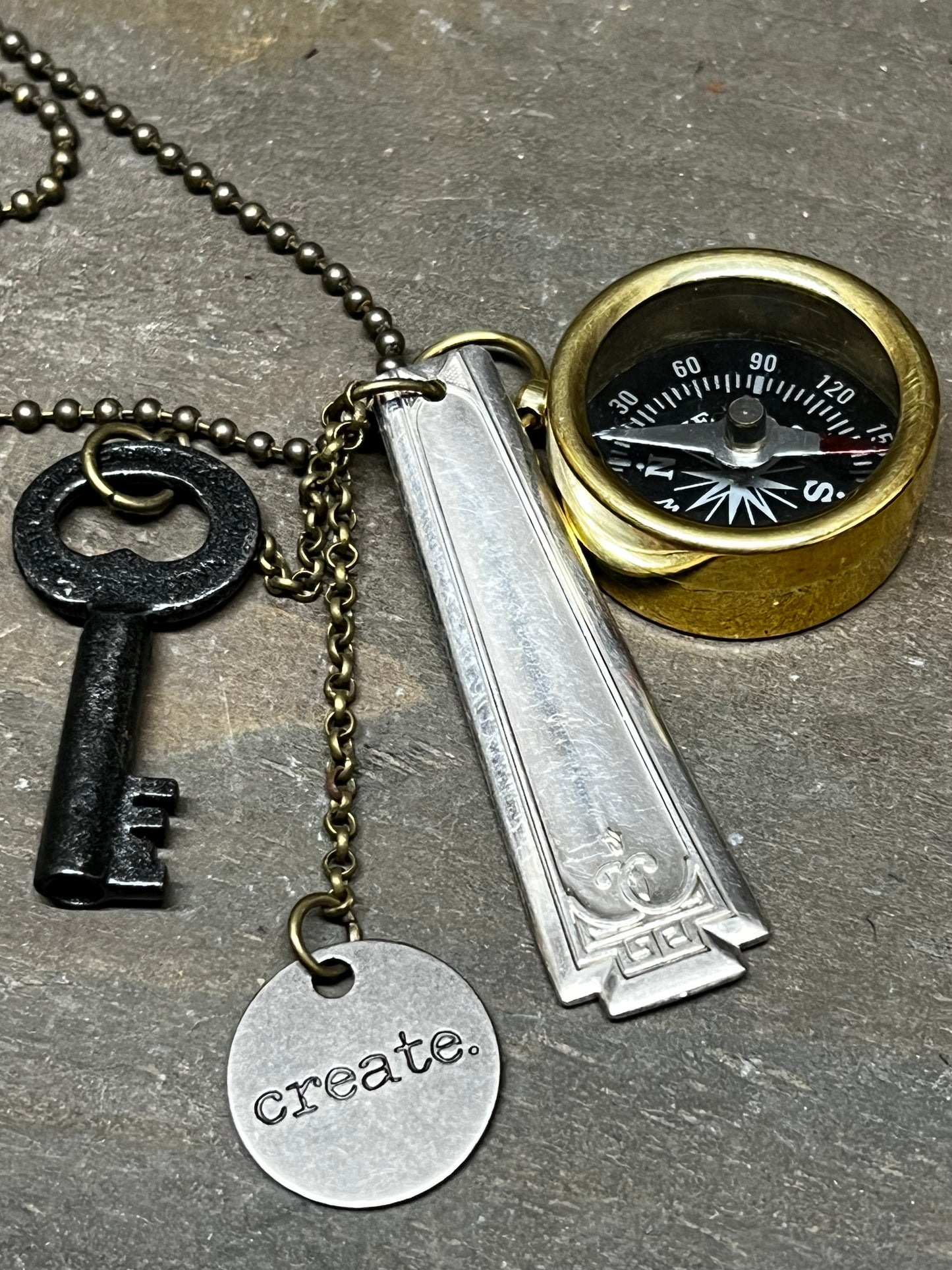 Necklace, Ball Chain, COMPASS