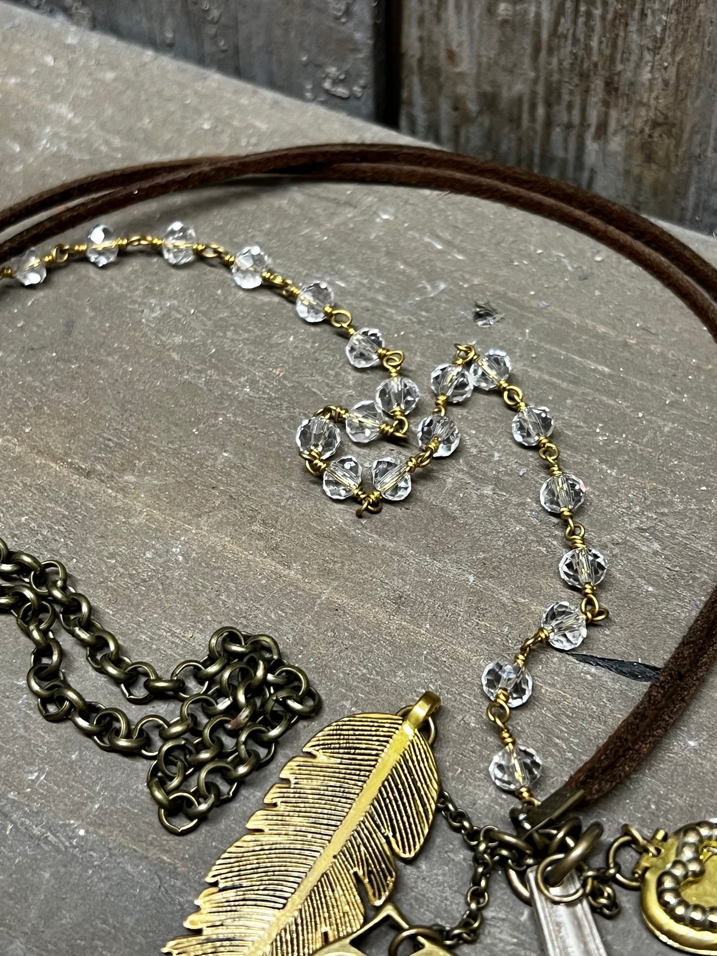 Necklace, Suede Cord, MIXED BEADS