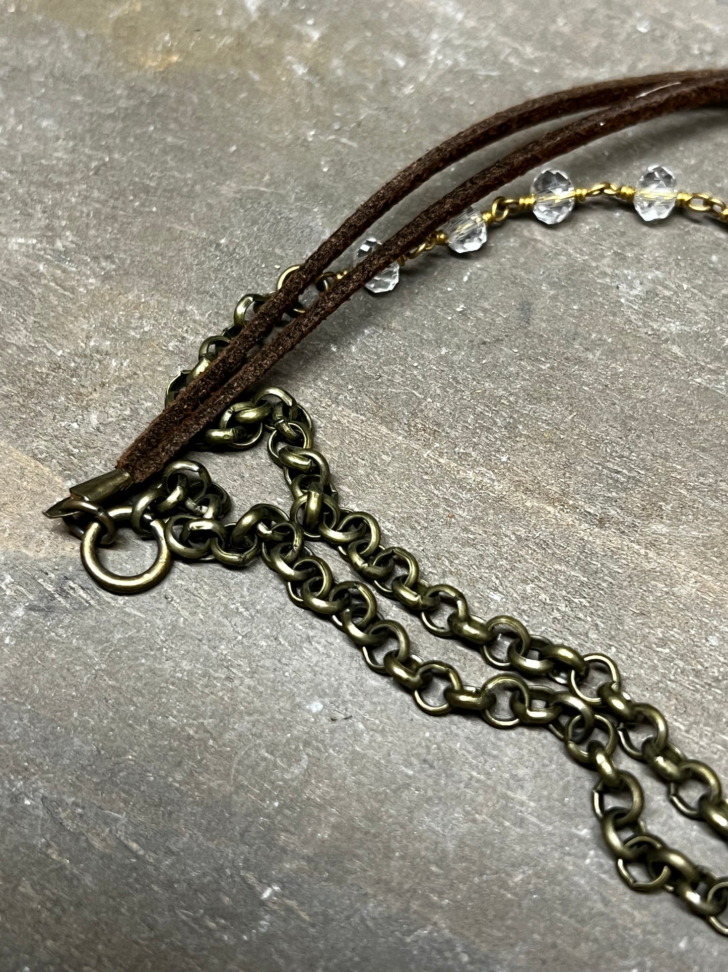 Necklace, Suede Cord, MIXED BEADS