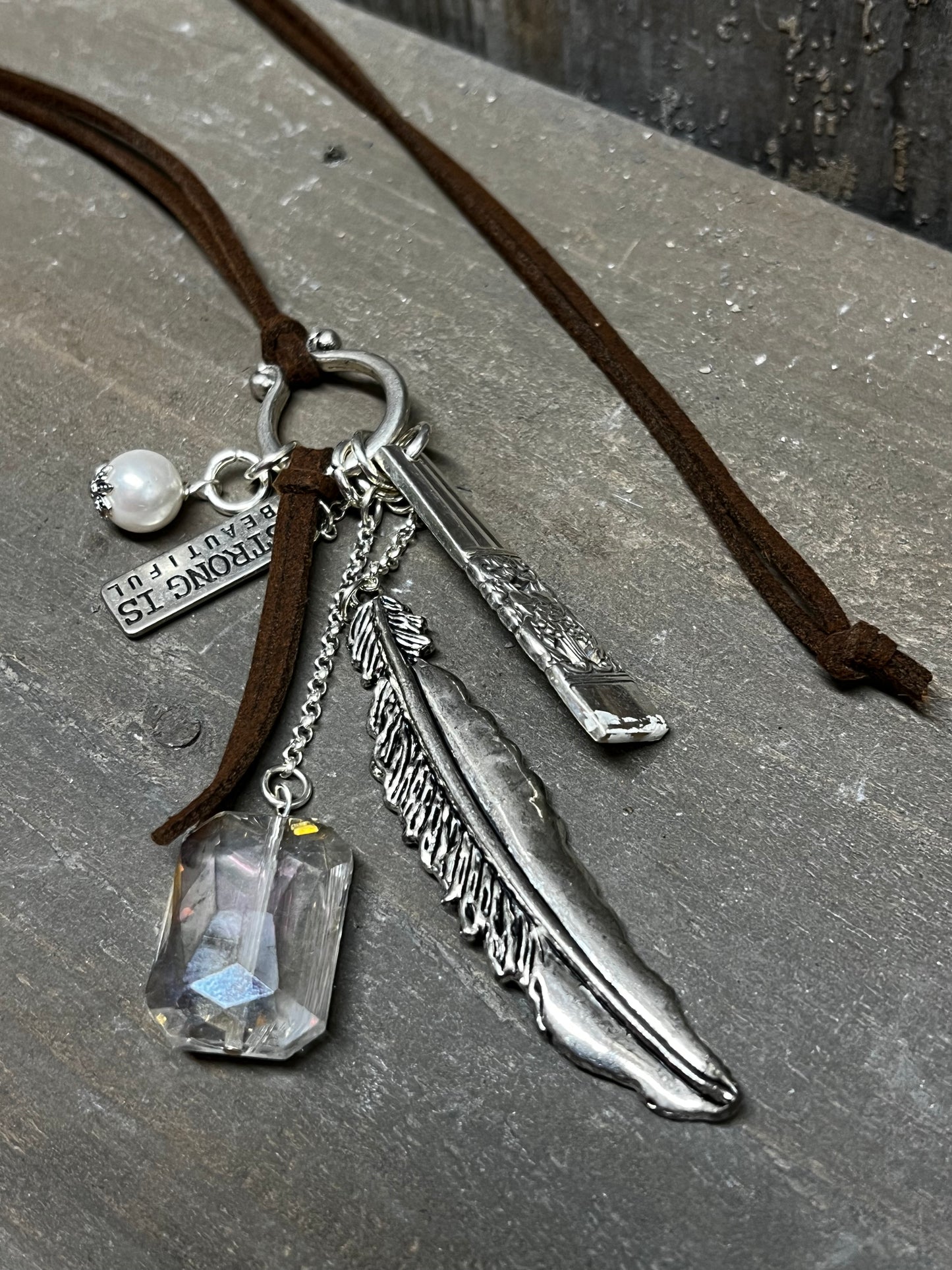 Necklace, Suede Cord, Assorted Styles, MaKenzie, CRYSTAL