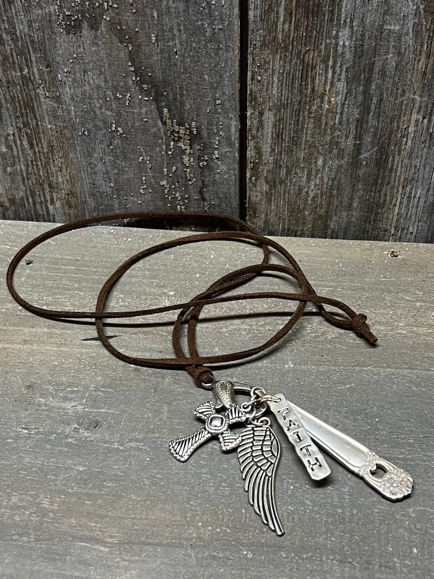 Necklace, Suede Cord W/ Charms, FAITH