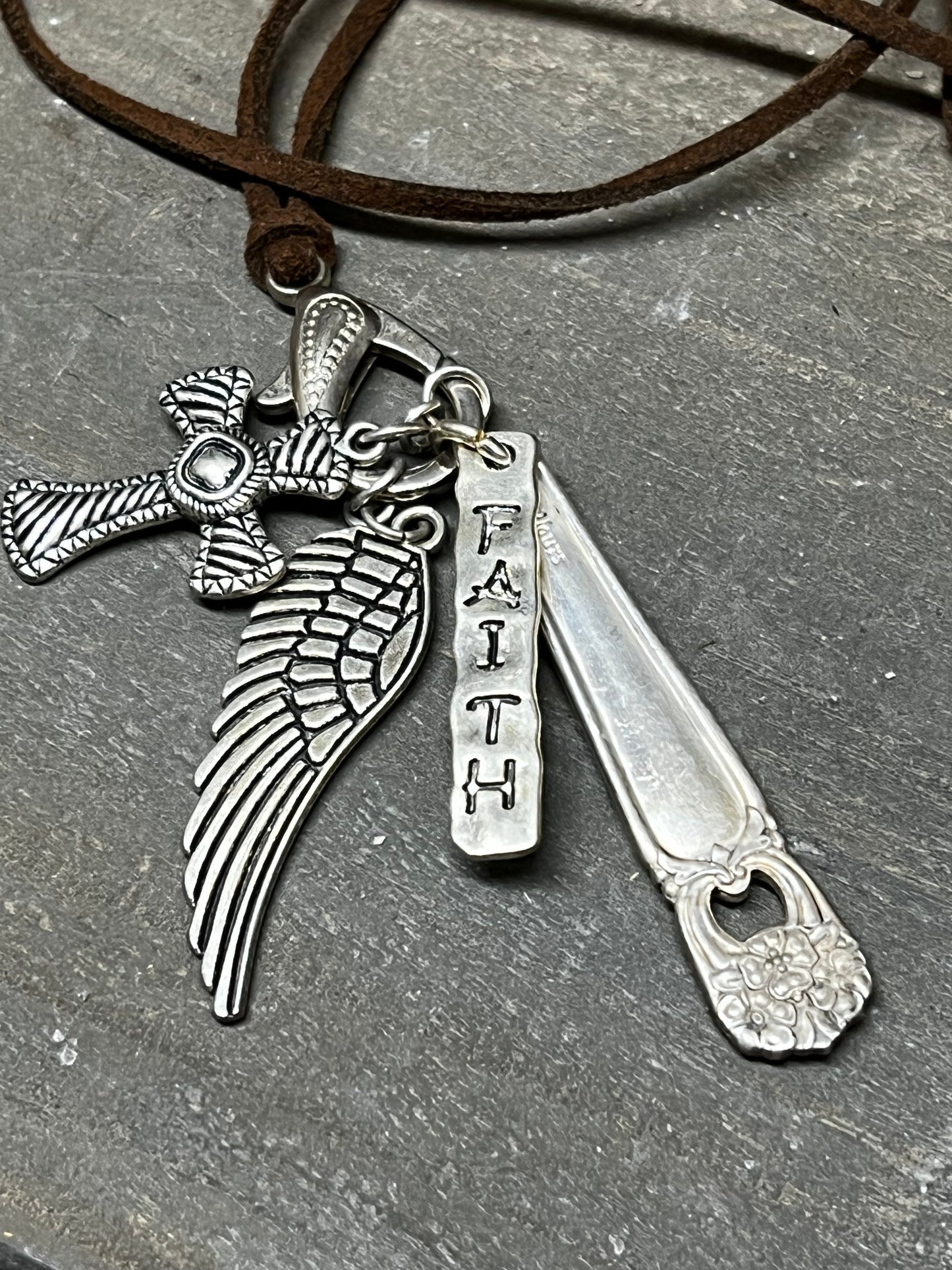 Necklace, Suede Cord W/ Charms, FAITH