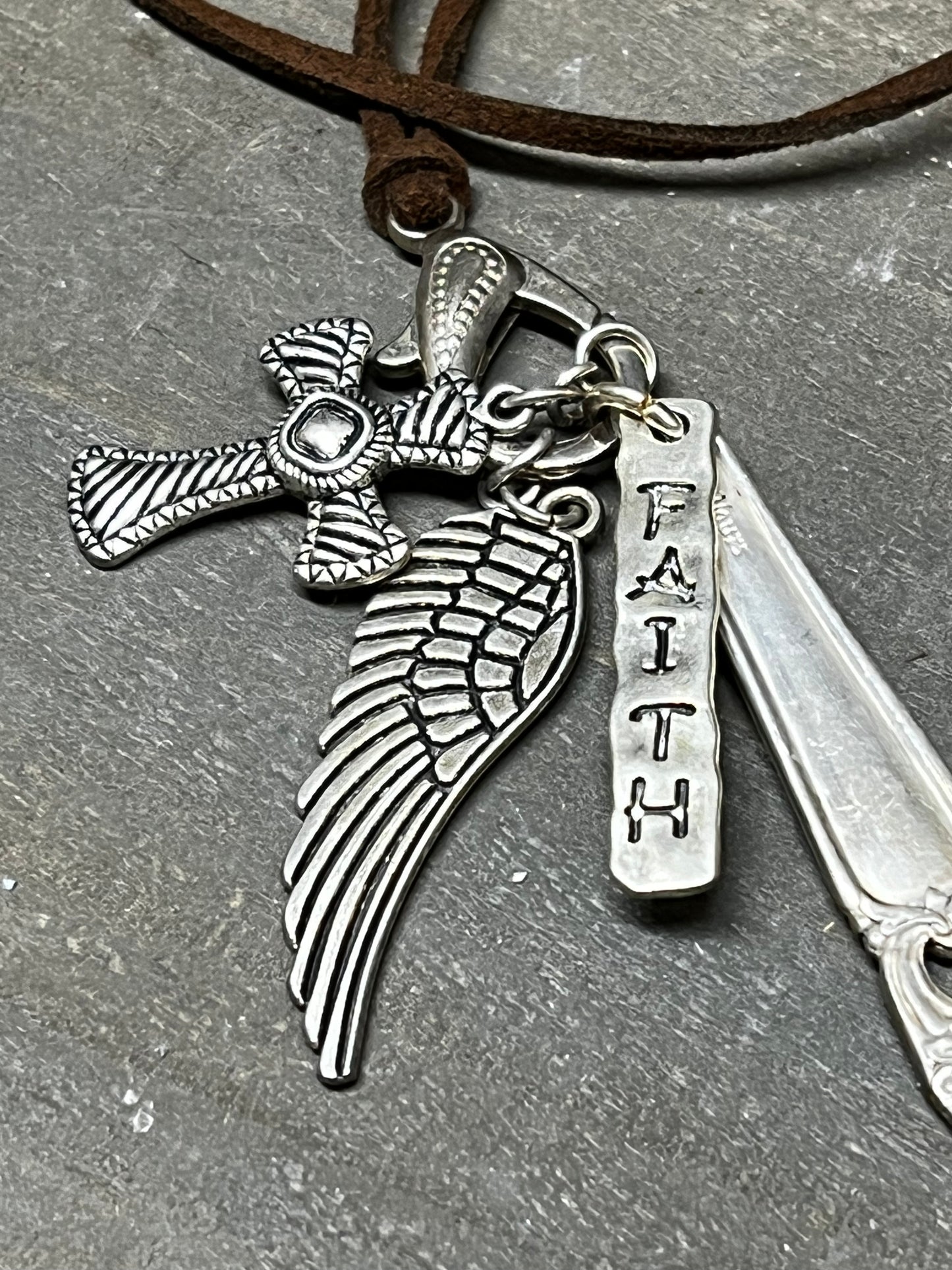Necklace, Suede Cord W/ Charms, FAITH
