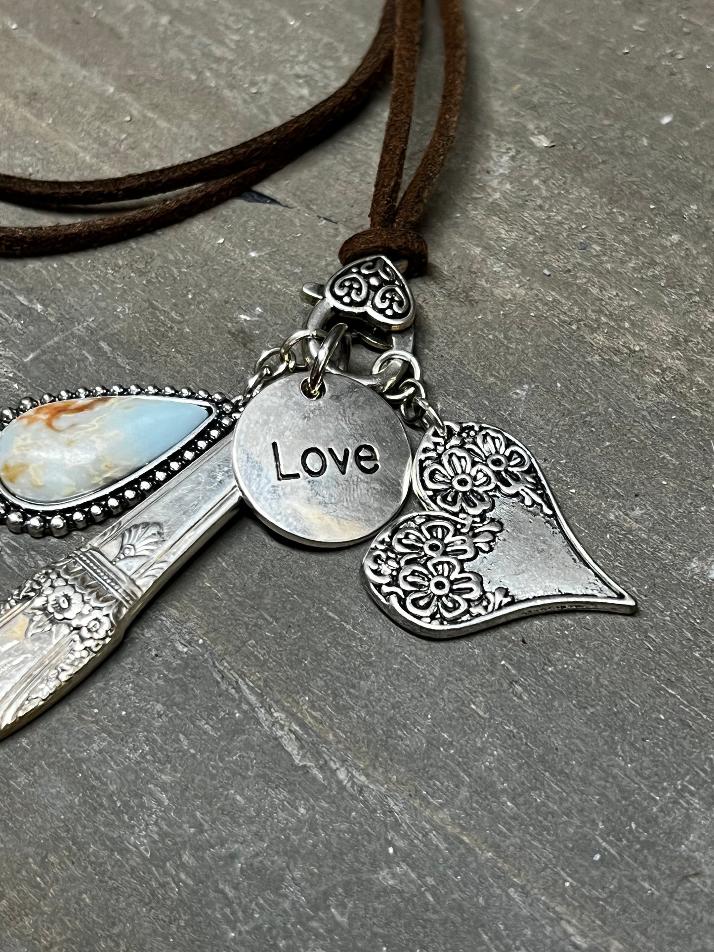 Necklace, Suede Cord W/ Charms, LOVE