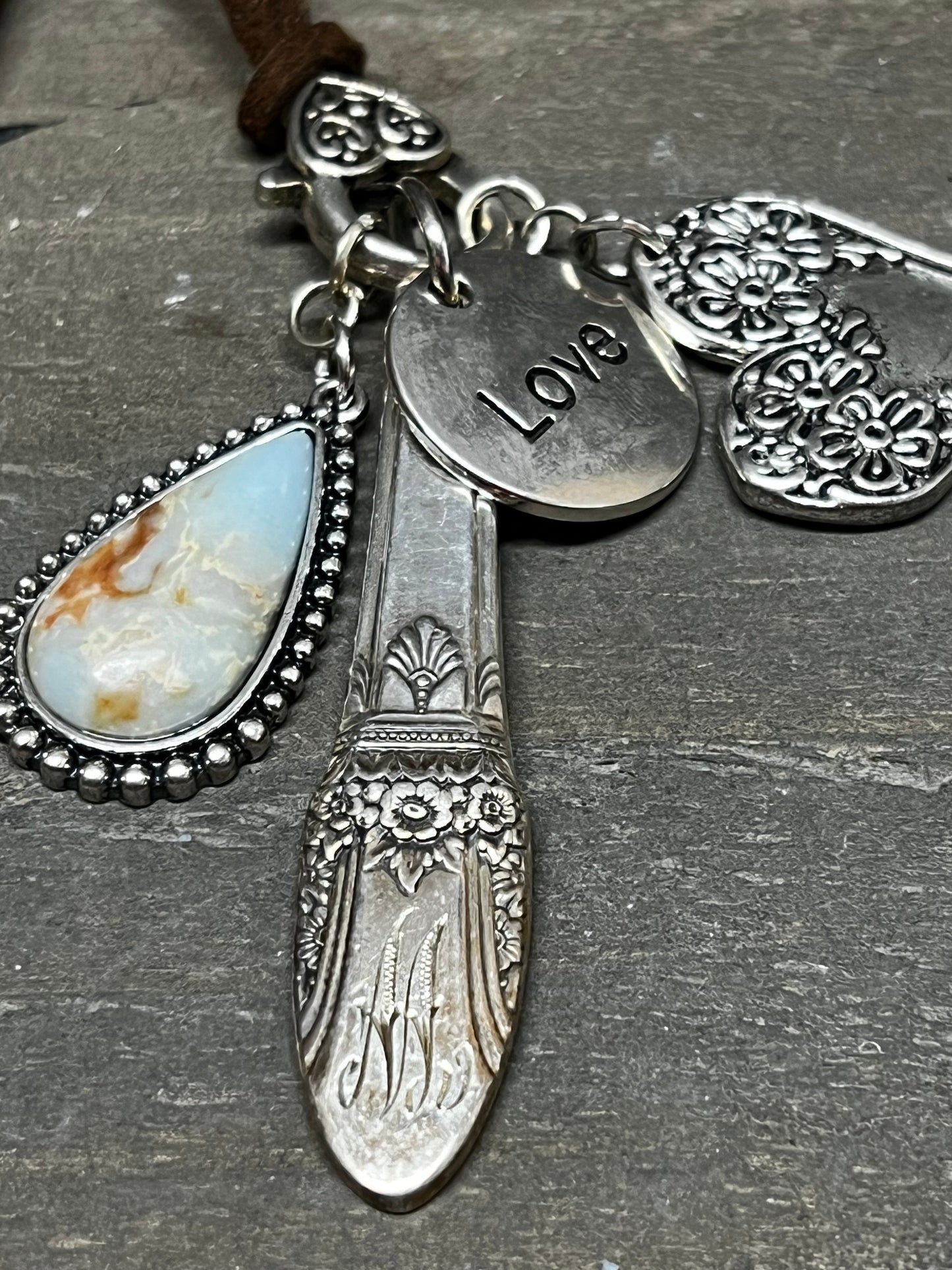 Necklace, Suede Cord W/ Charms, LOVE