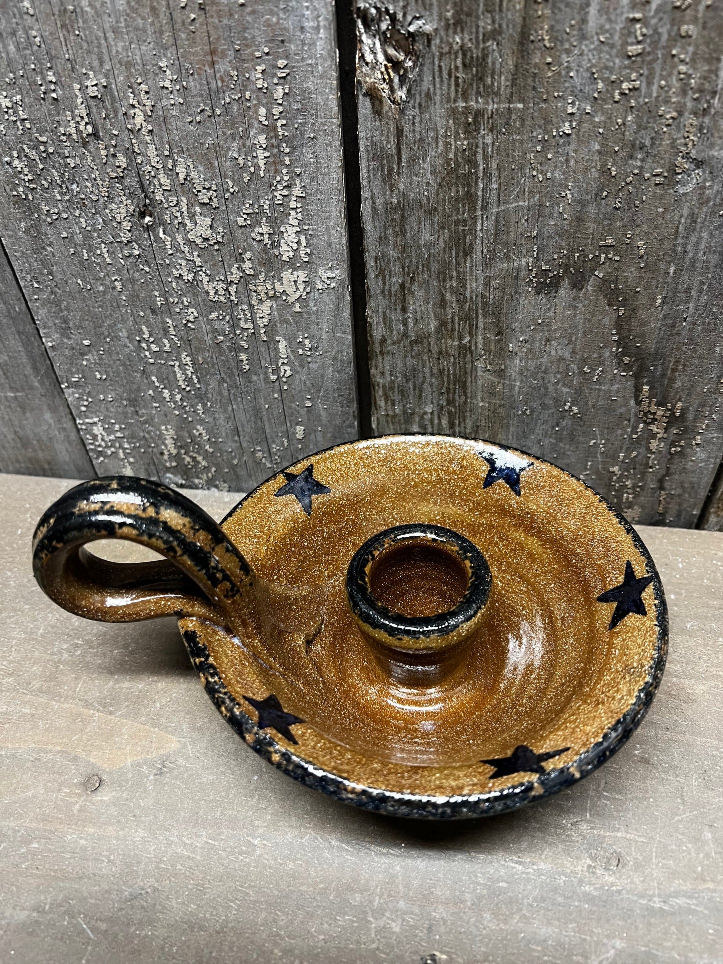 Colonial Candle Holder, Clay, STARS