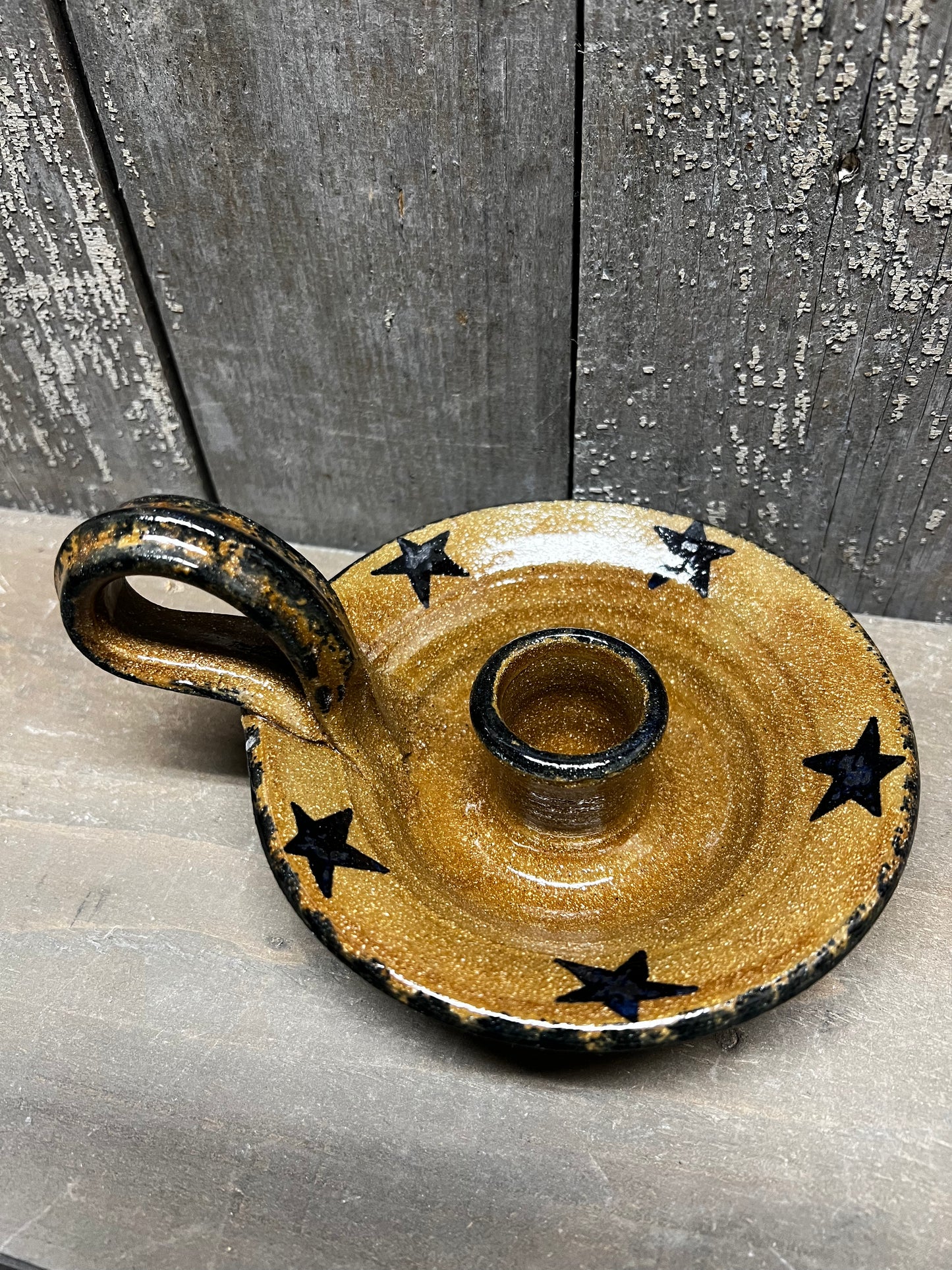 Colonial Candle Holder, Clay, STARS