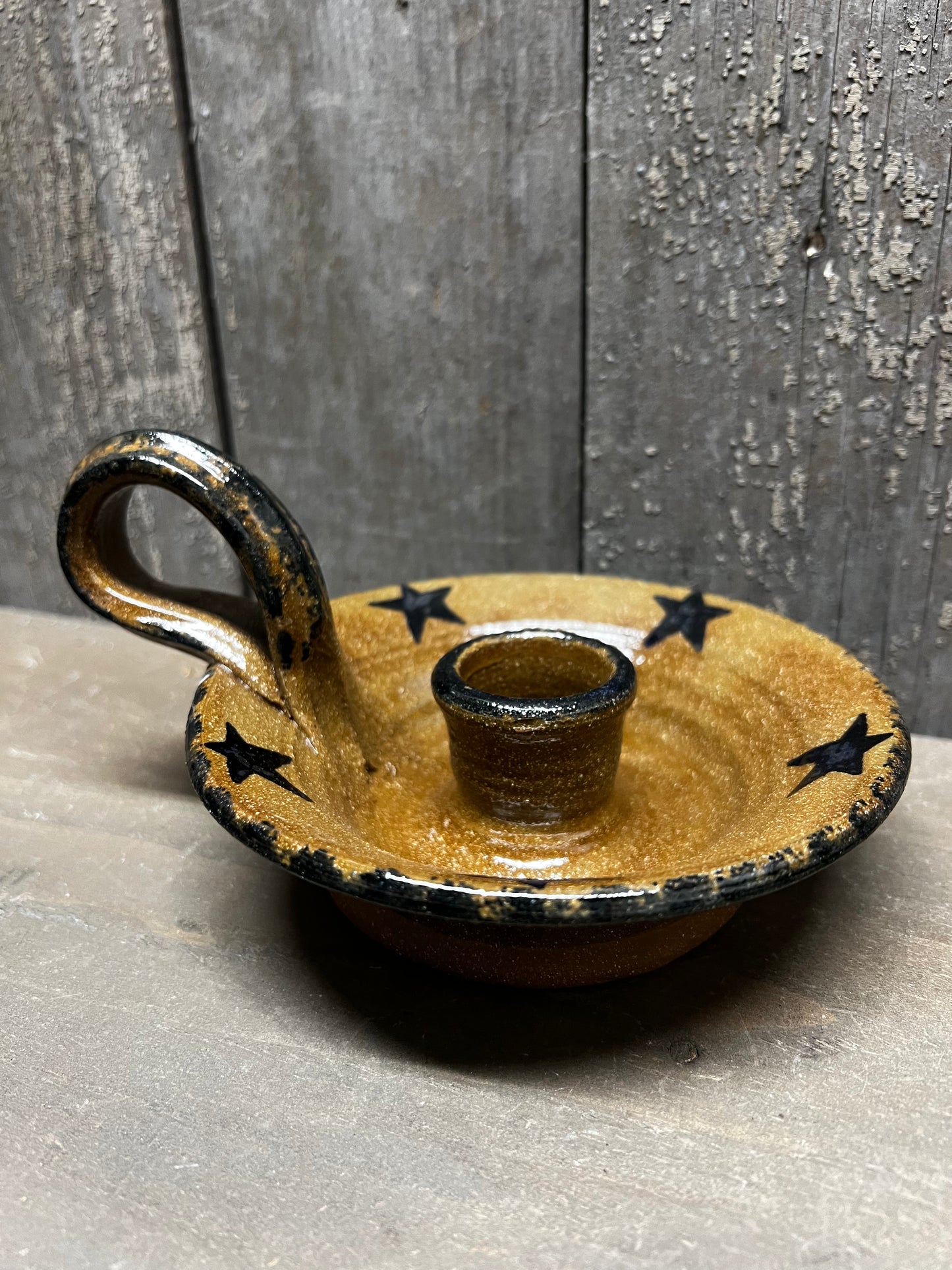Colonial Candle Holder, Clay, STARS