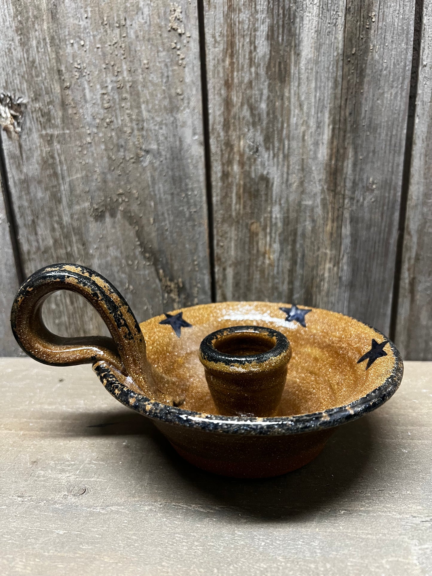 Colonial Candle Holder, Clay, STARS