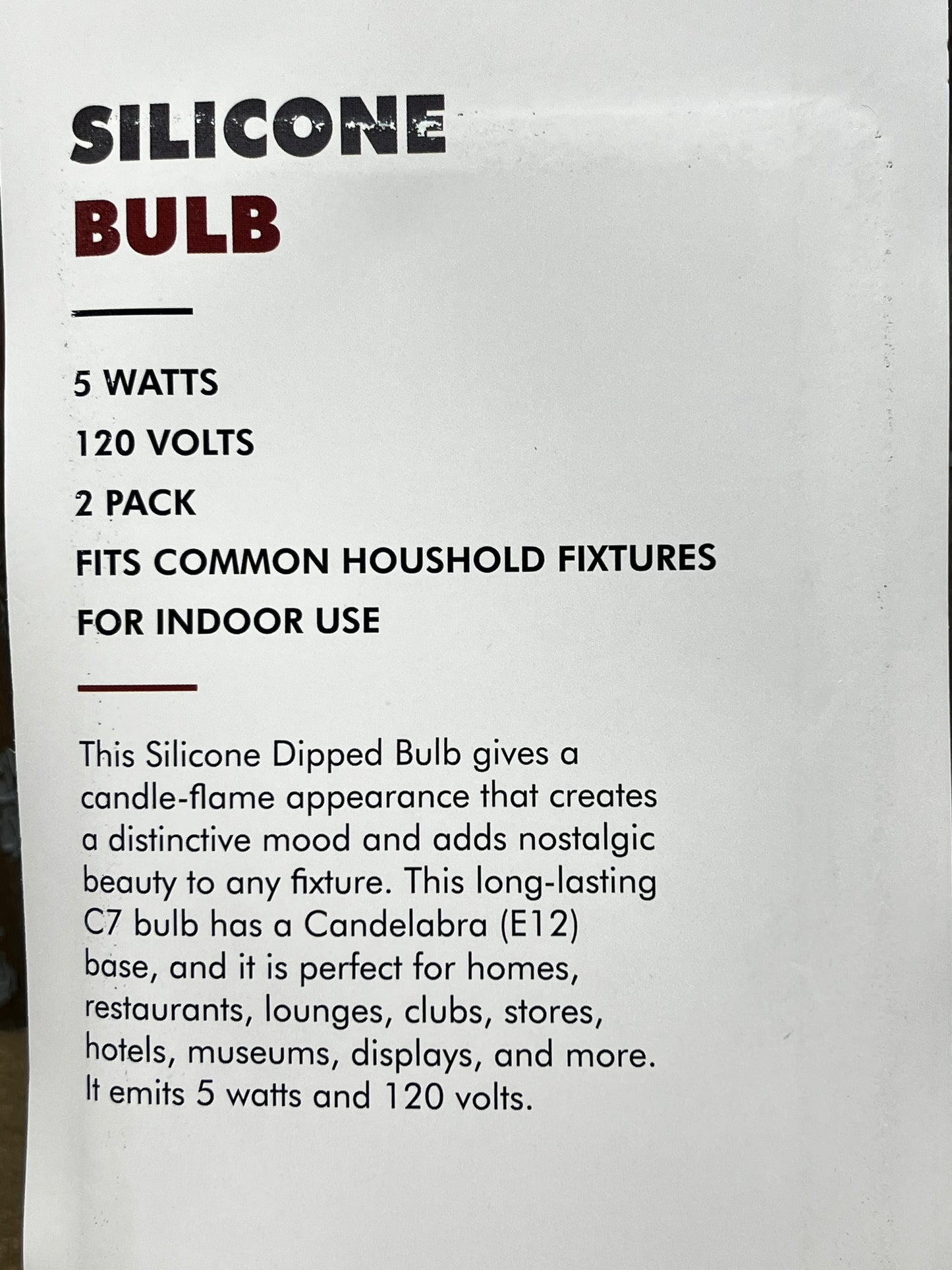 Silicone Light Bulbs, 5 Watt, 2 pack, CLEAR
