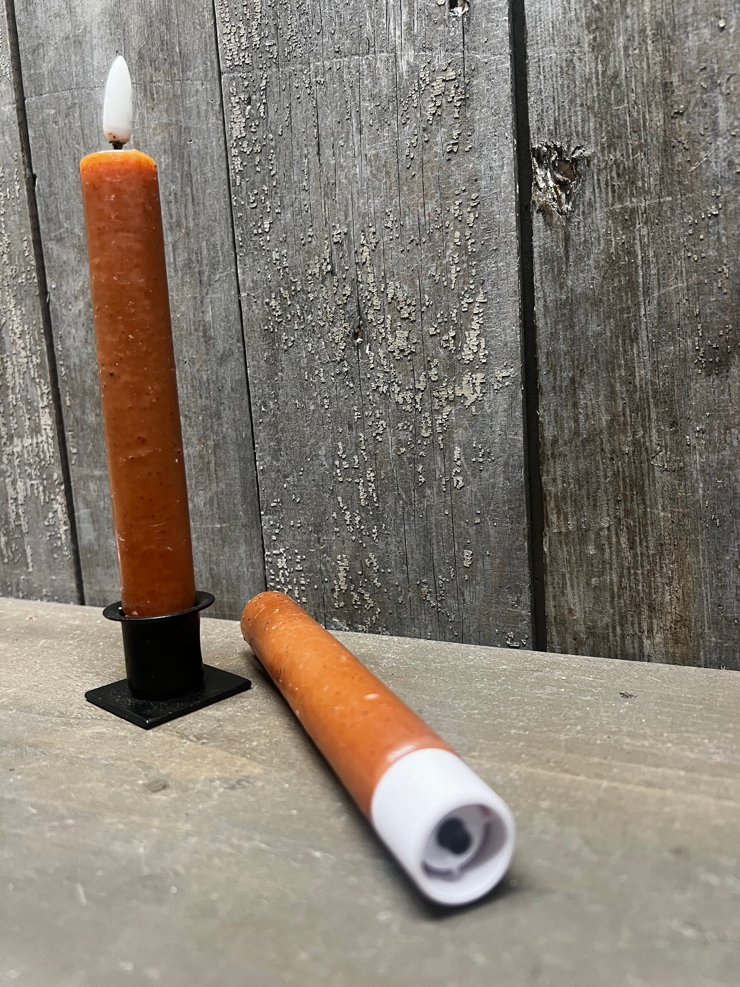 3D Flame Taper Set/2, 7.25”, BRONZE