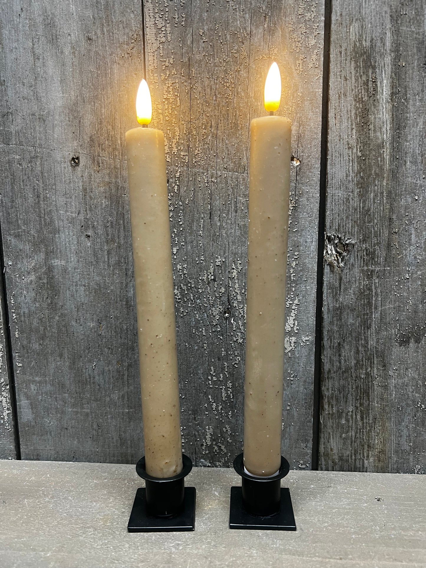 3D Flame Taper Set/2, 9.5", BEIGE