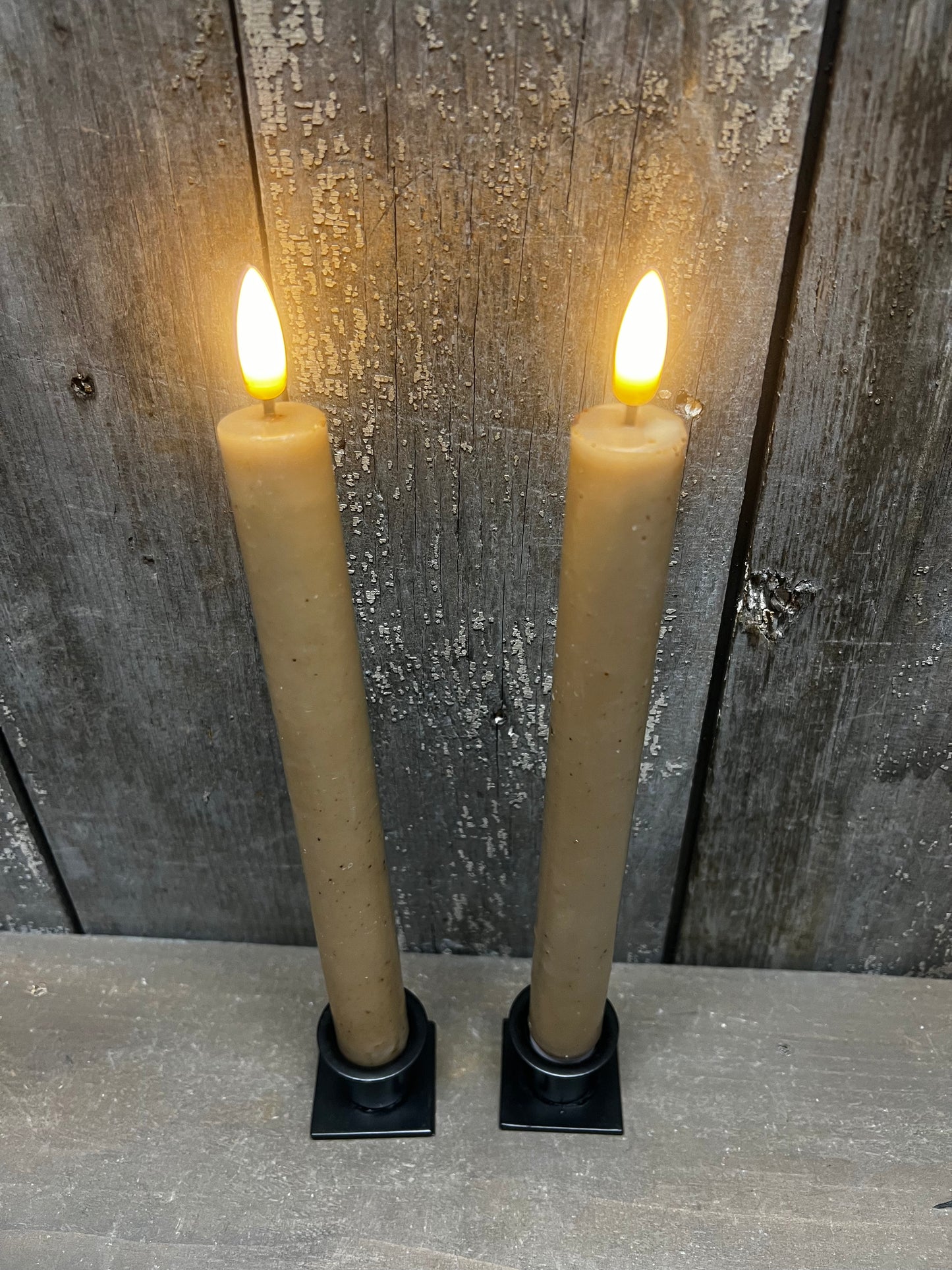3D Flame Taper Set/2, 9.5", BEIGE