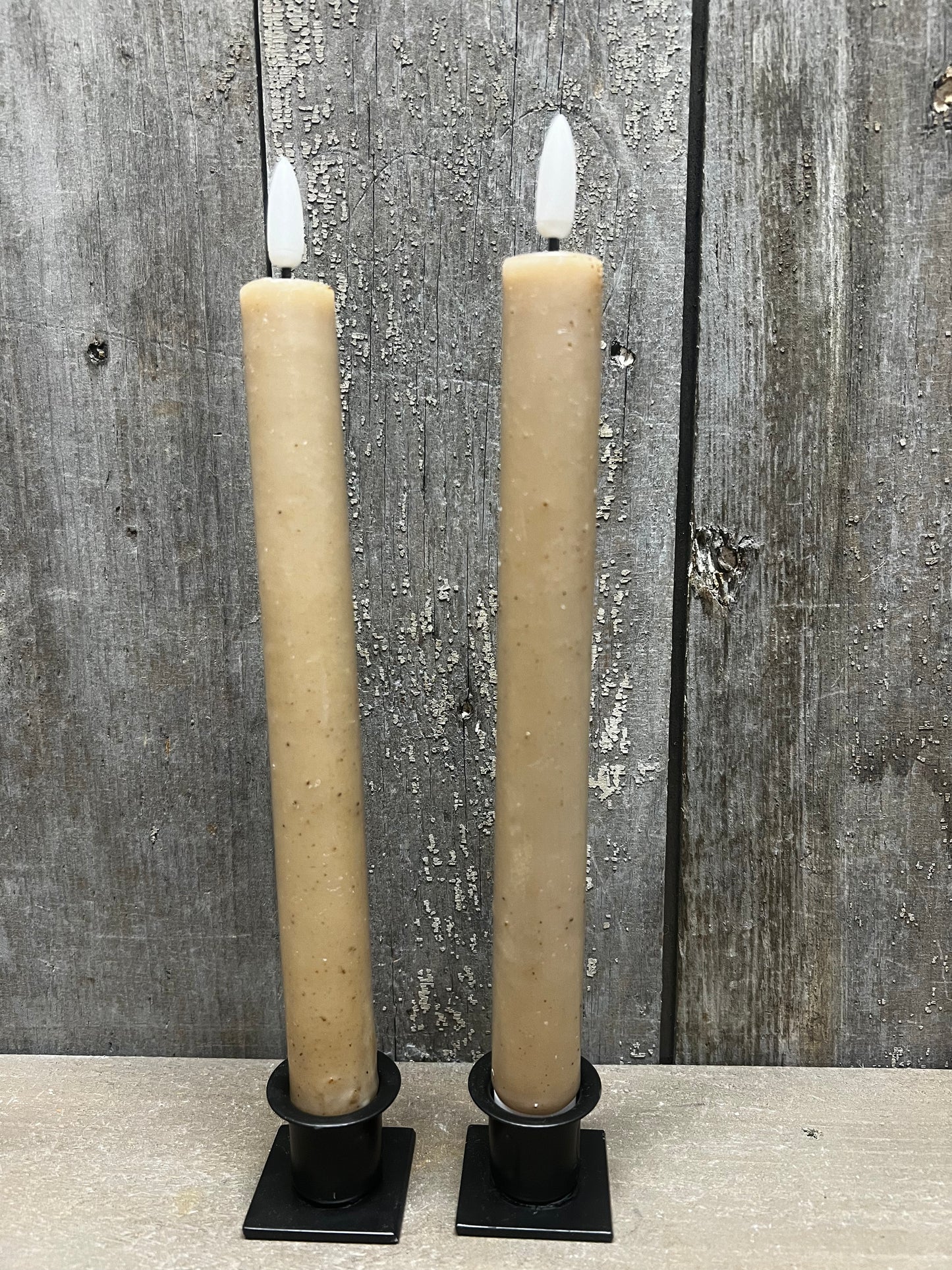 3D Flame Taper Set/2, 9.5", BEIGE
