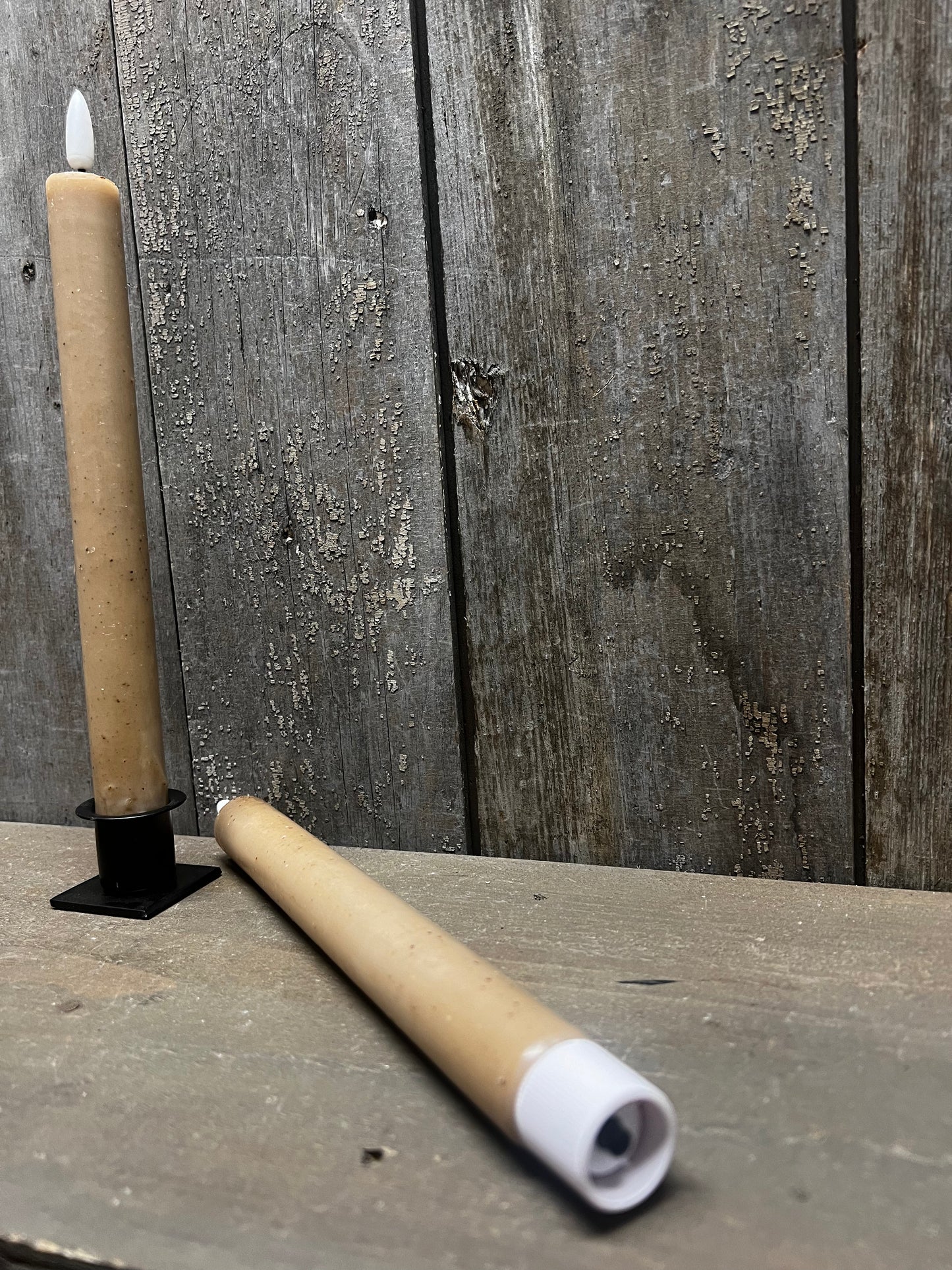 3D Flame Taper Set/2, 9.5", BEIGE